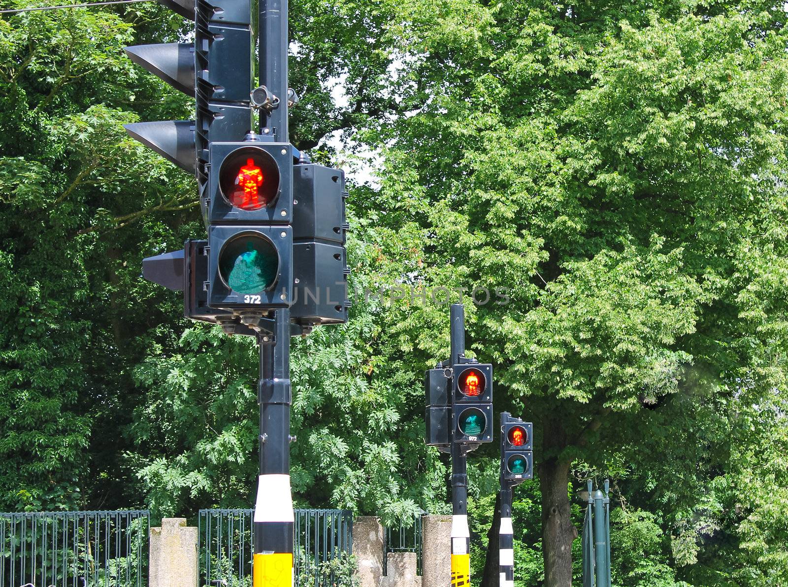Three red traffic lights in a row  by NickNick