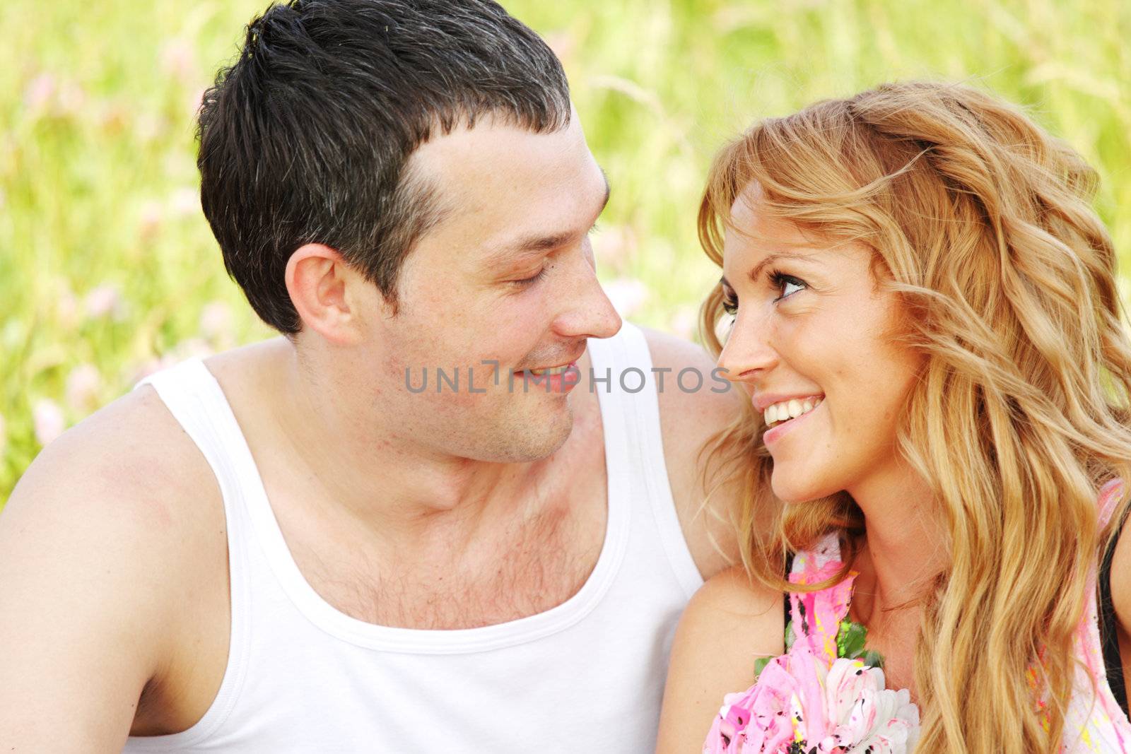 two lovers on grass field