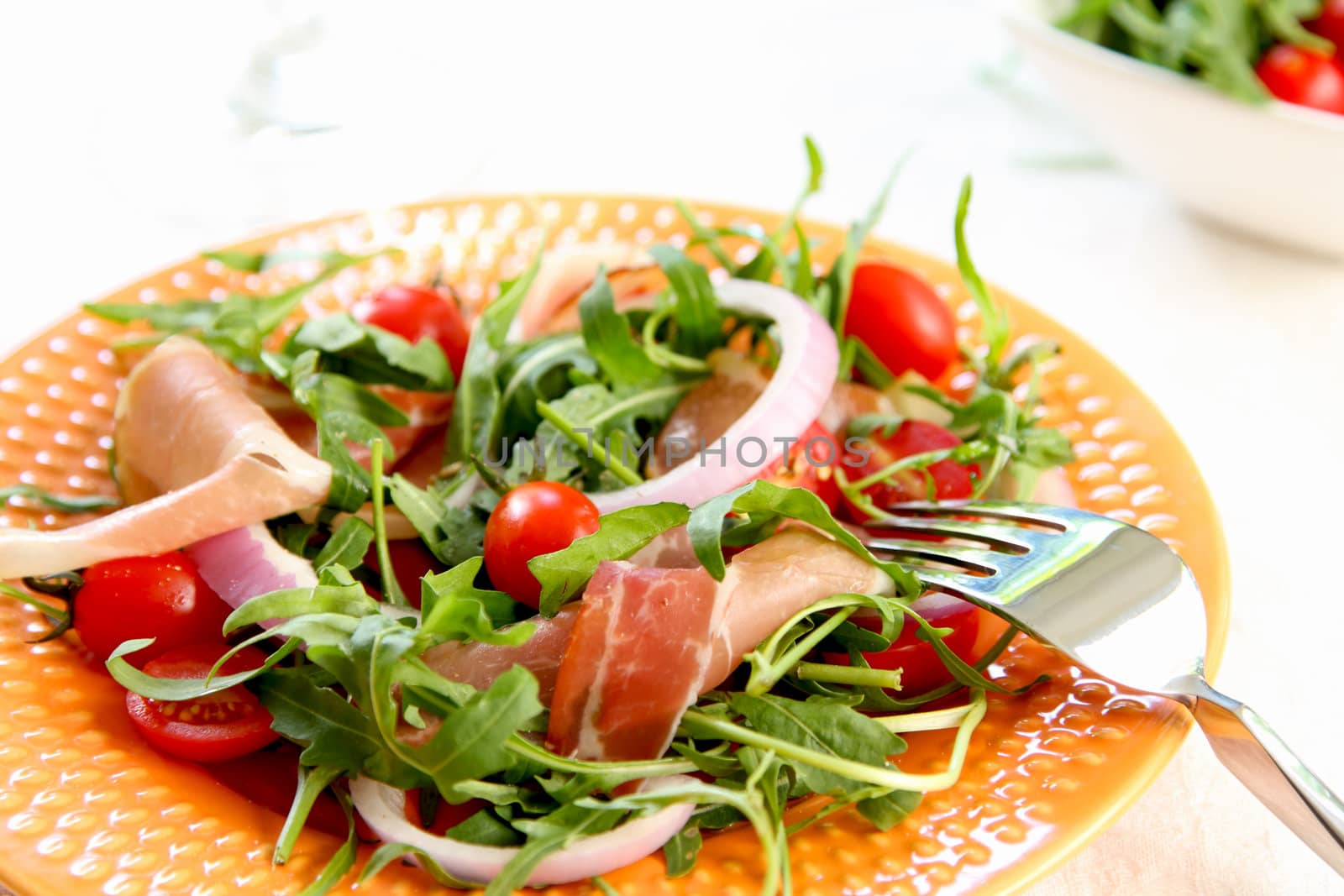 Prosciutto with rocket salad by vanillaechoes