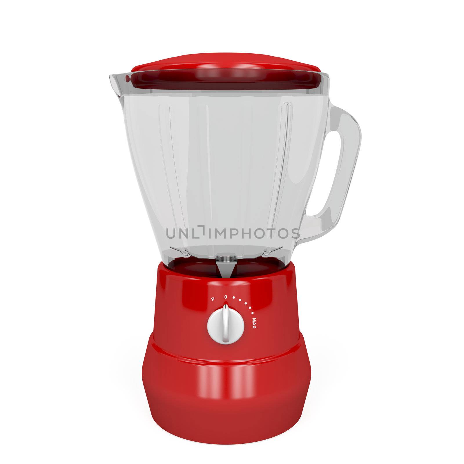 Red electric blender on white background