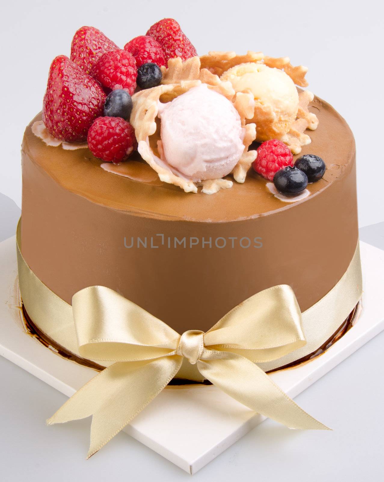 cake, Ice-cream cake on white background