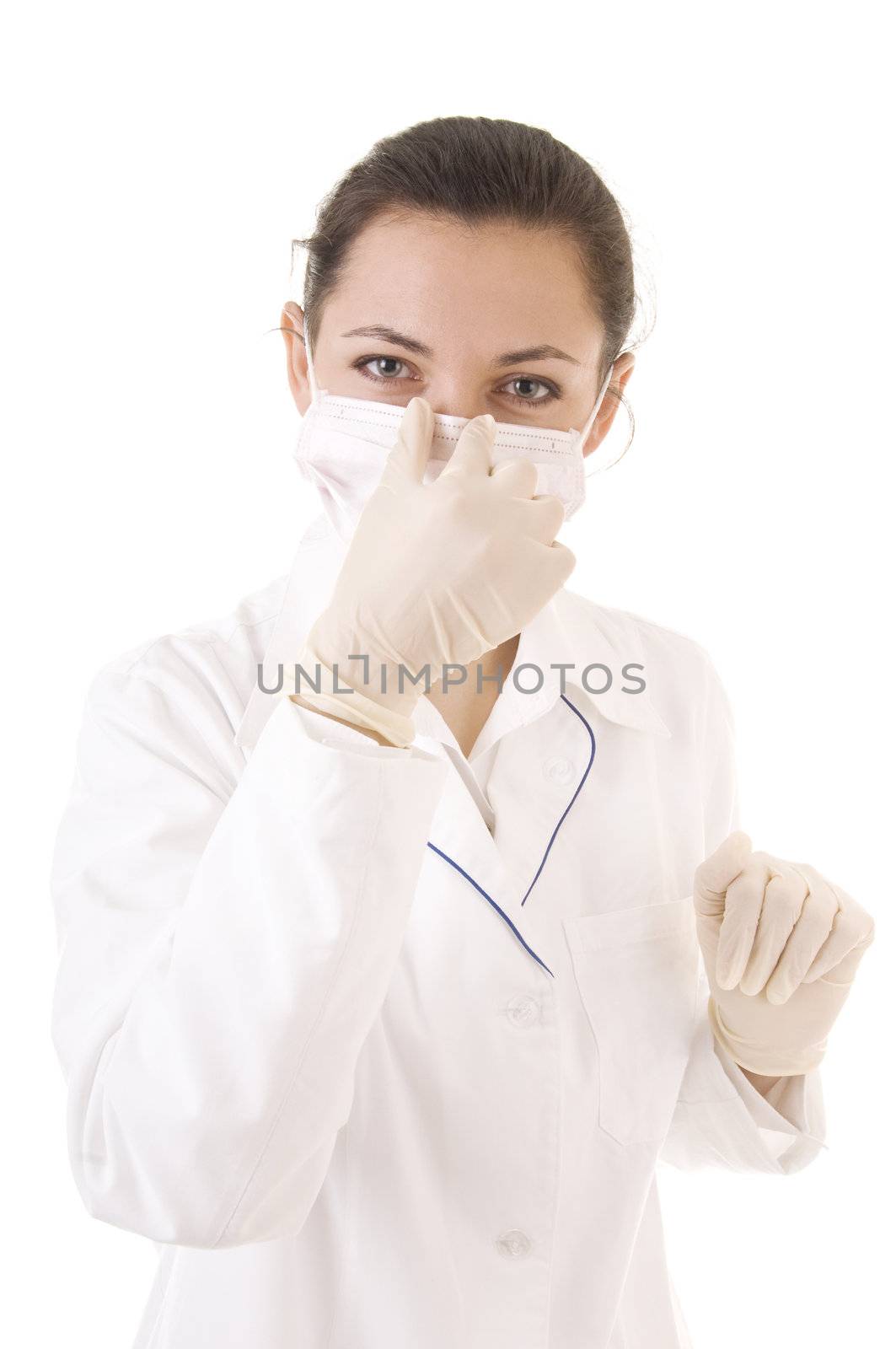Doctor in protective mask and gloves by iryna_rasko