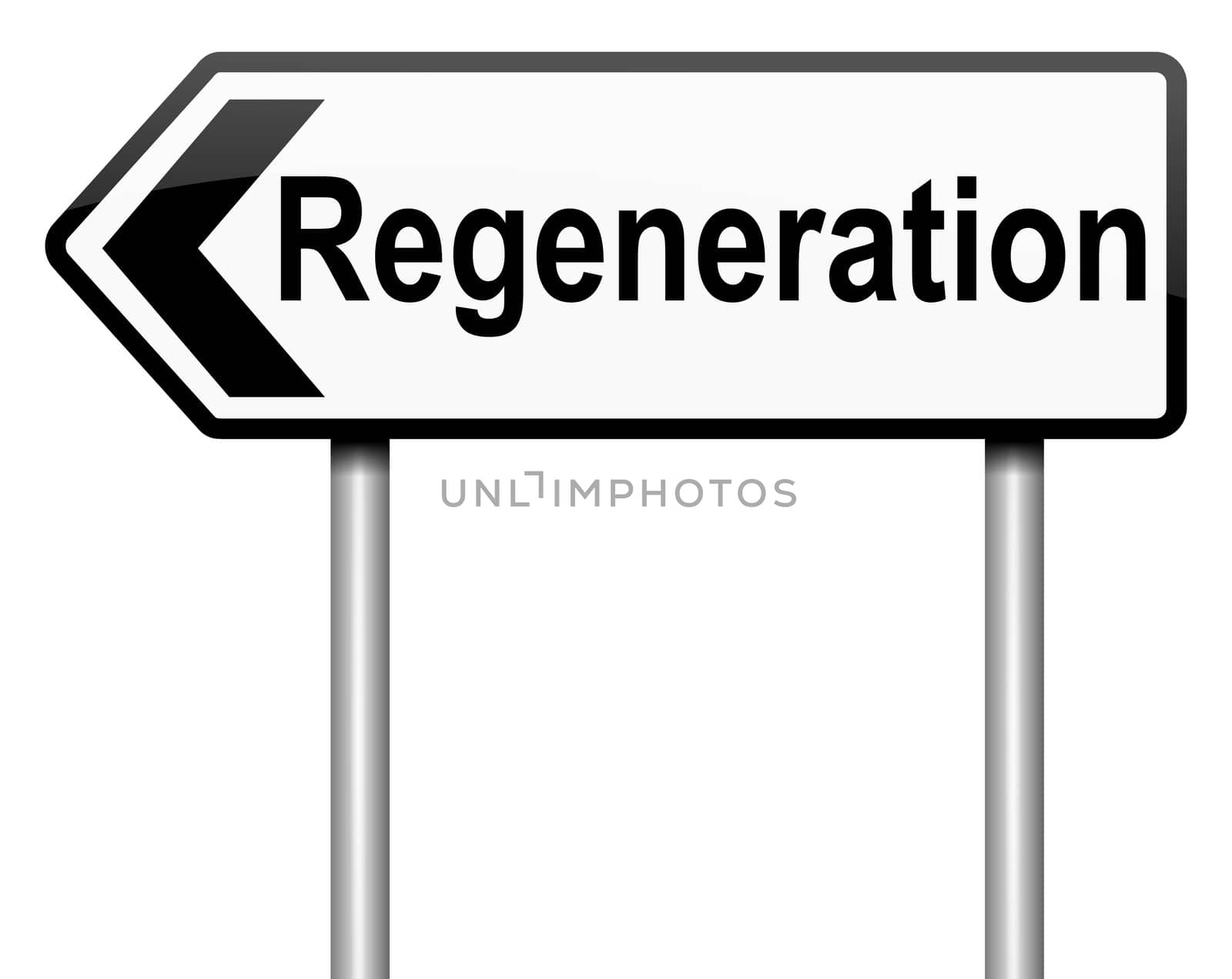 Illustration depicting a roadsign with a regeneration concept. White background.