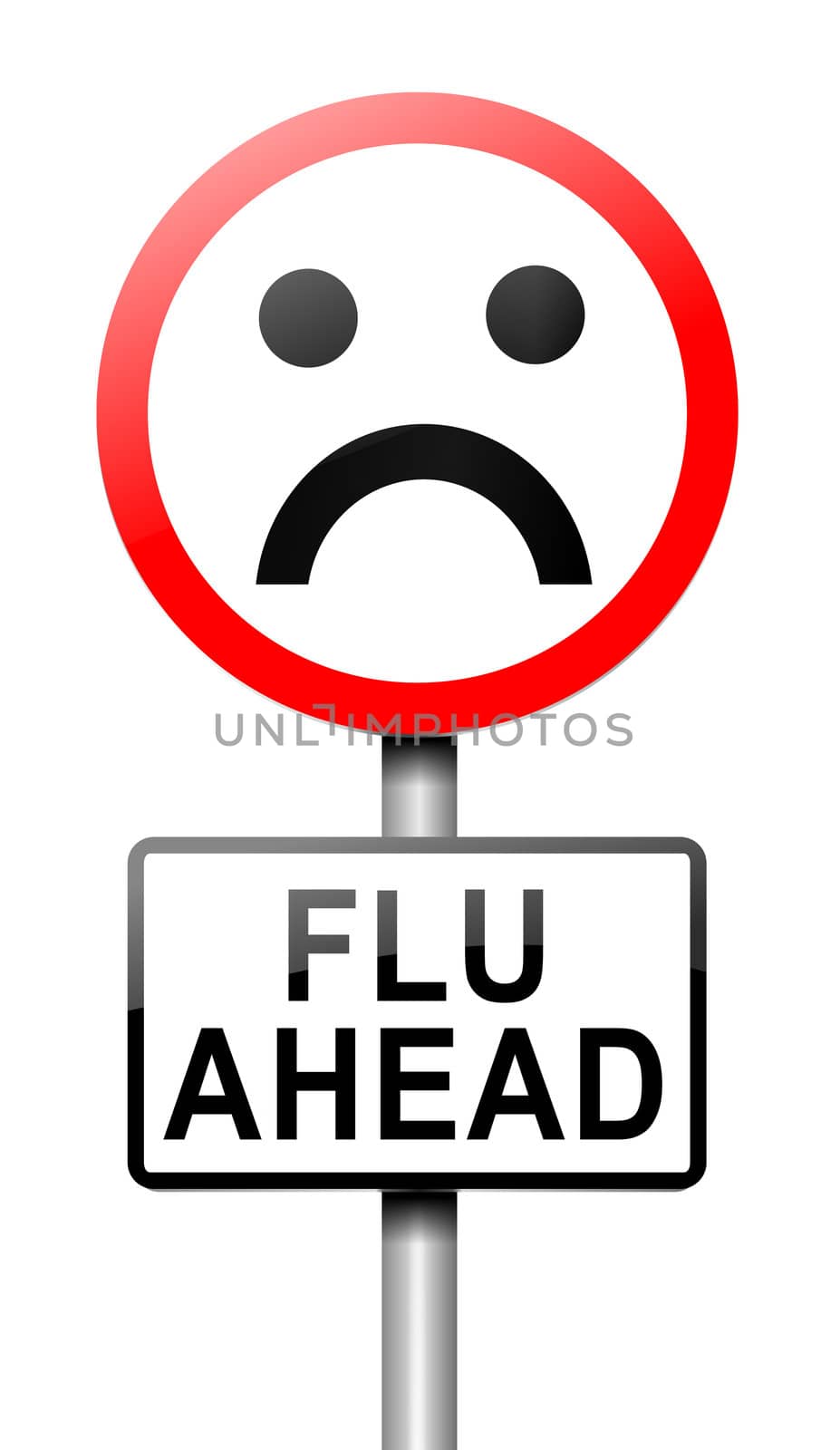 Illustration depicting a roadsign with a flu concept. White background.