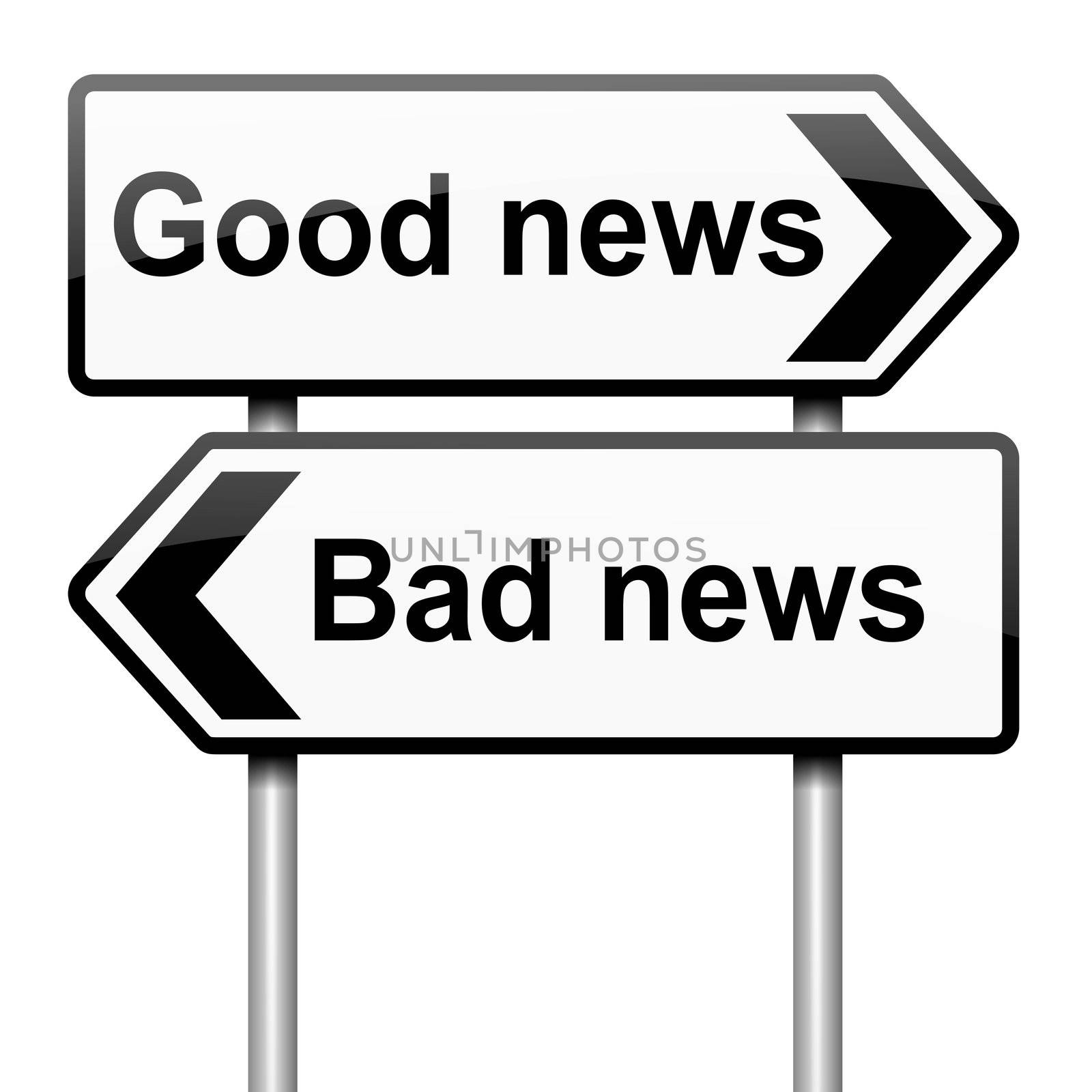 Illustration depicting roadsigns with a news concept. White background.