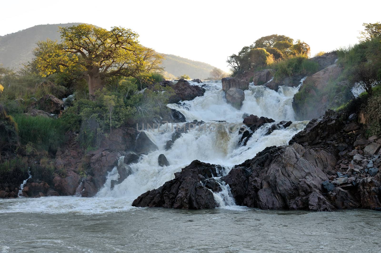 A small portion of the Epupa waterfalls in on the border of Angola and Namibia