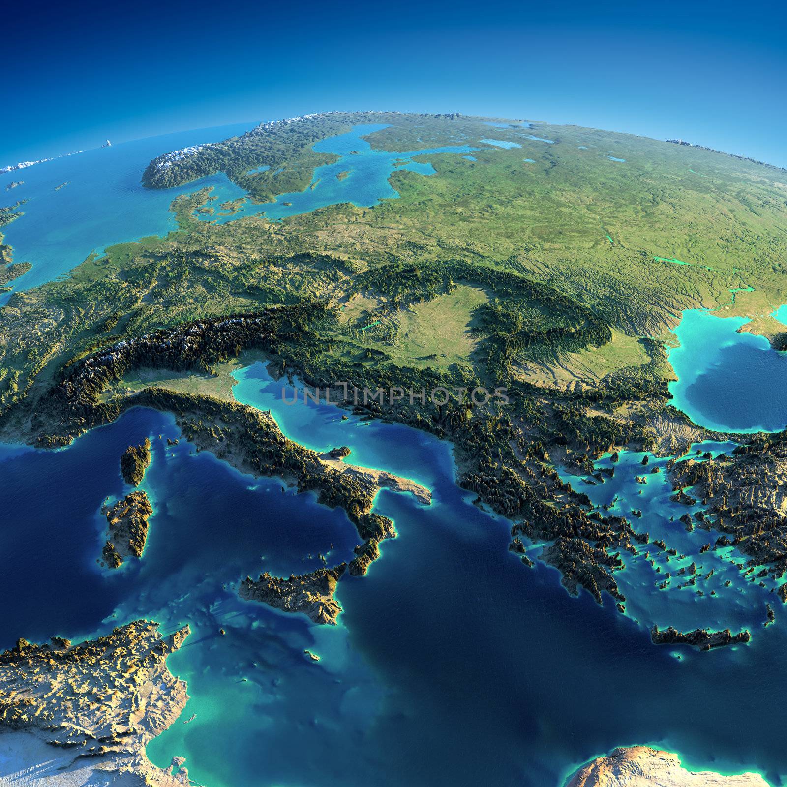 Detailed Earth. Italy, Greece and the Mediterranean Sea by Antartis