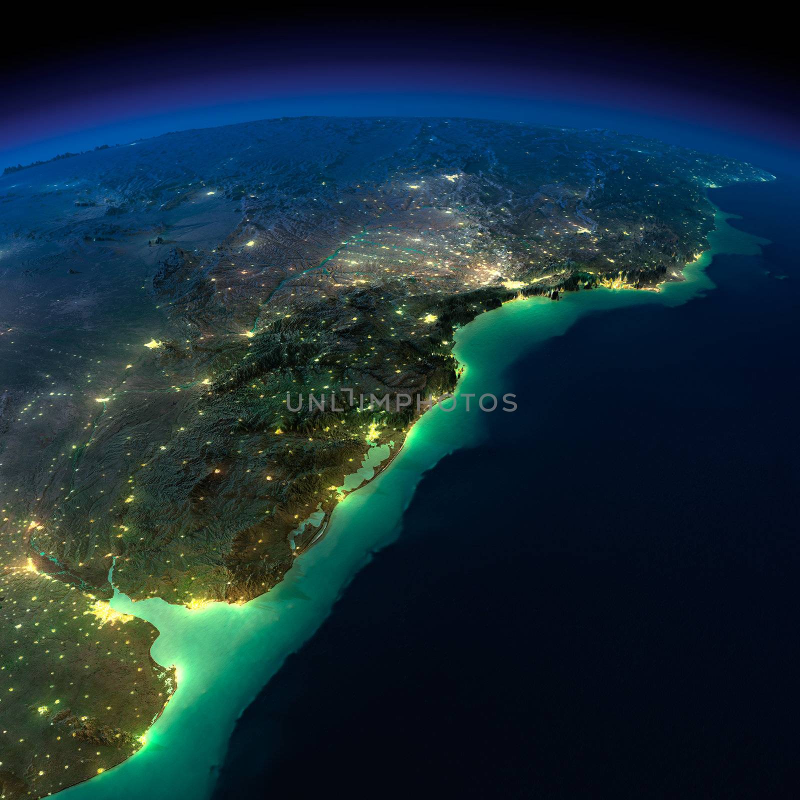 Night Earth. A piece of South America - Argentina and Brazil by Antartis