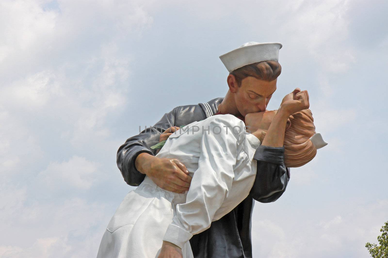 SARASOTA, Florida - MAY 23: The statue titled "Unconditional Surrender" in the center of Sarasota, Florida on May 23, 2011. The statue was hit by a car and removed for repairs on April 27, 2012.