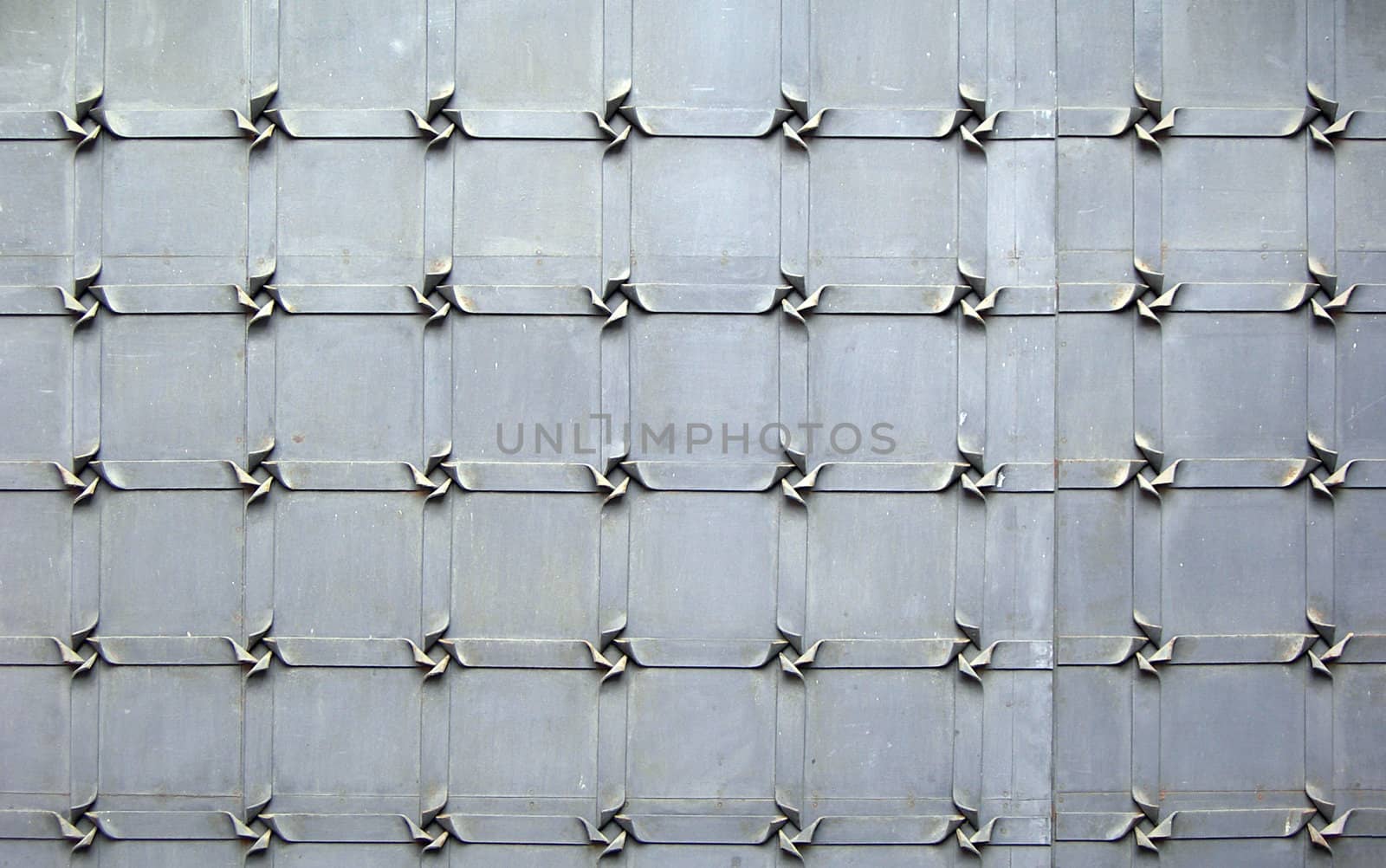        Detail of decorative steel gate with squares   