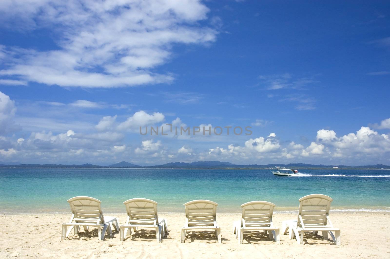 beach with chairs