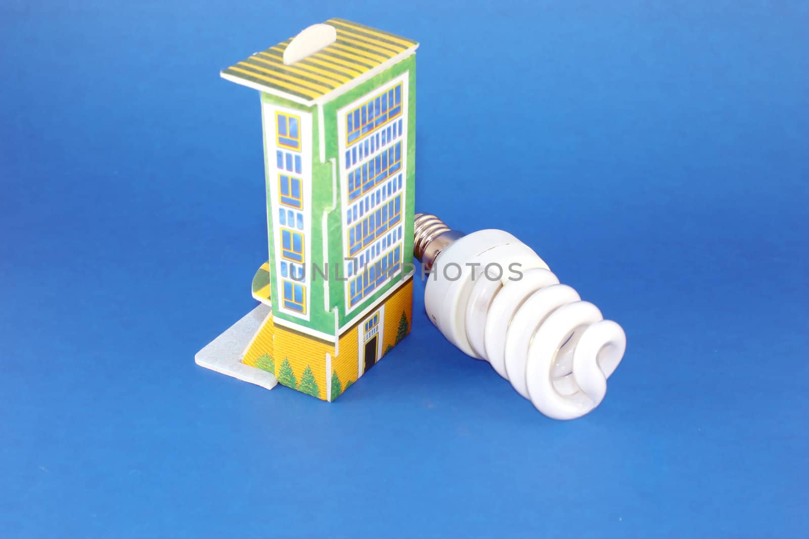 Fluorescent lamp bulb with model of house by sergpet