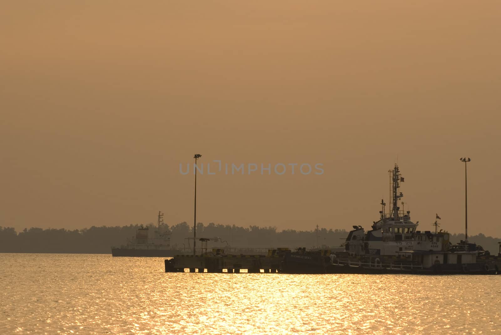 ship yard during sunset