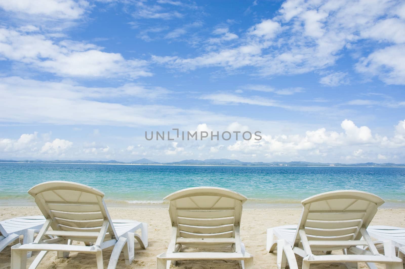 beach with chairs