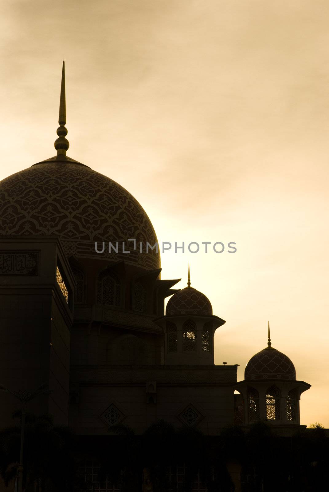 mosque silhouette during sunset