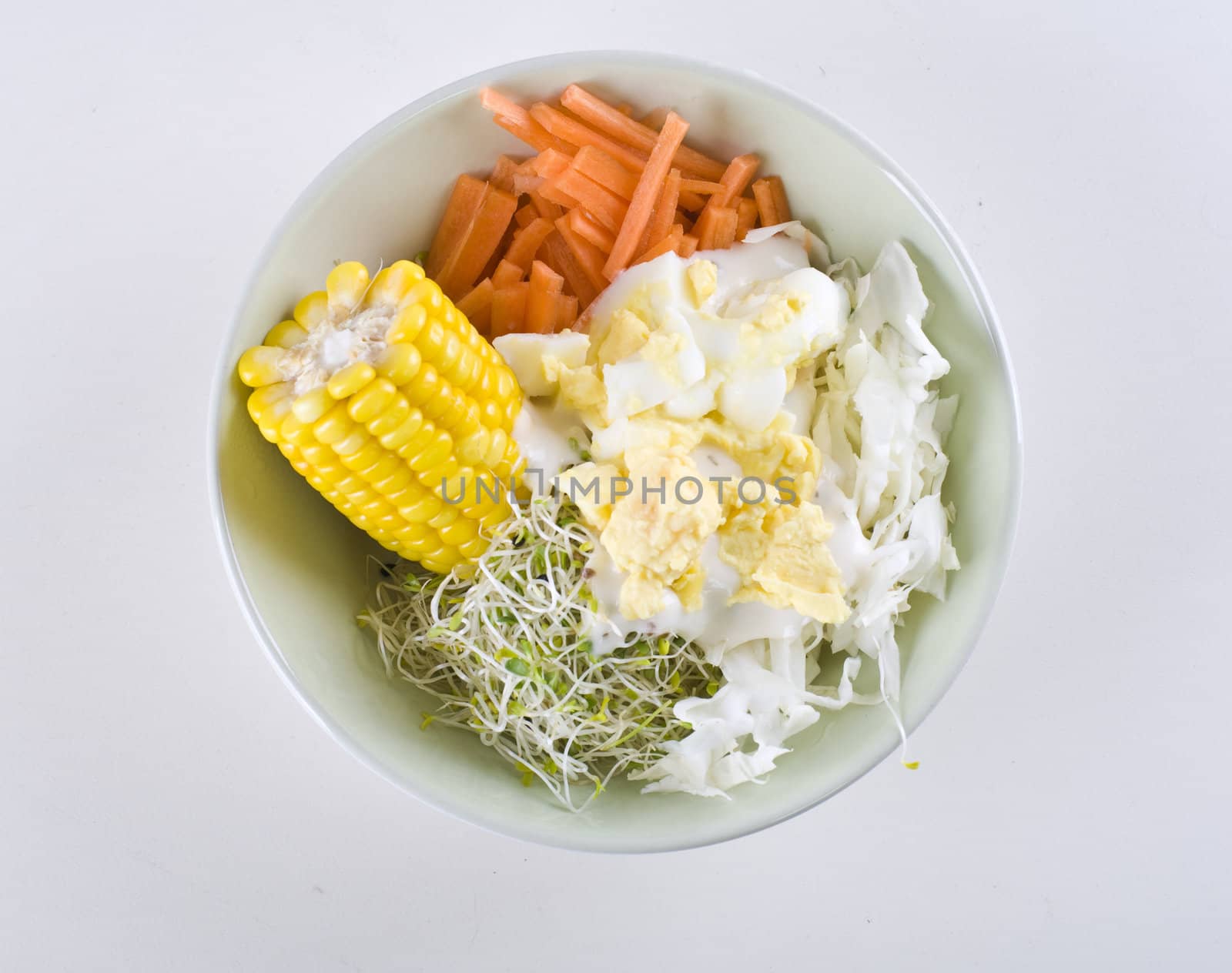 vegetable salad with white background
