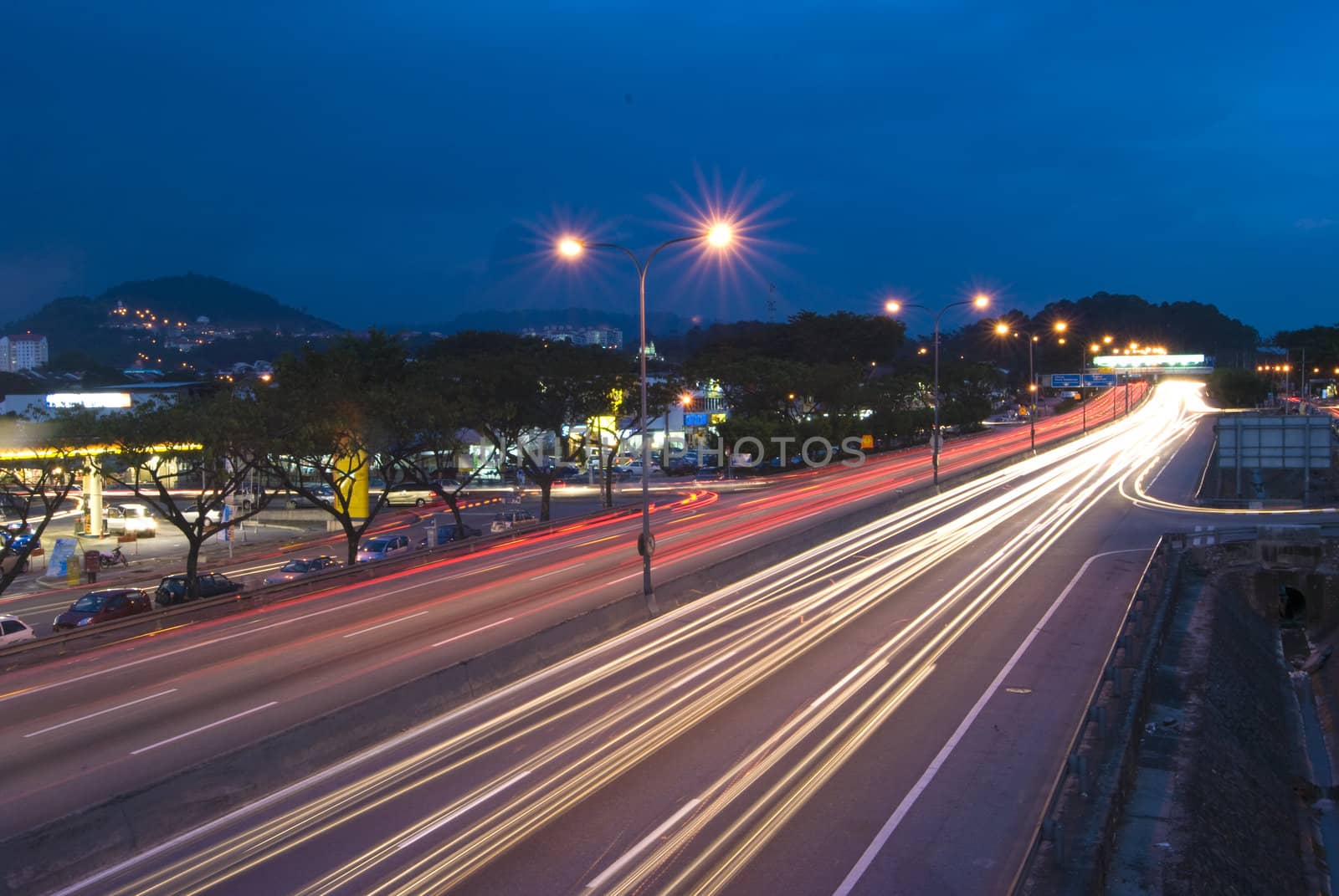 Urban night traffics with focus on the road.