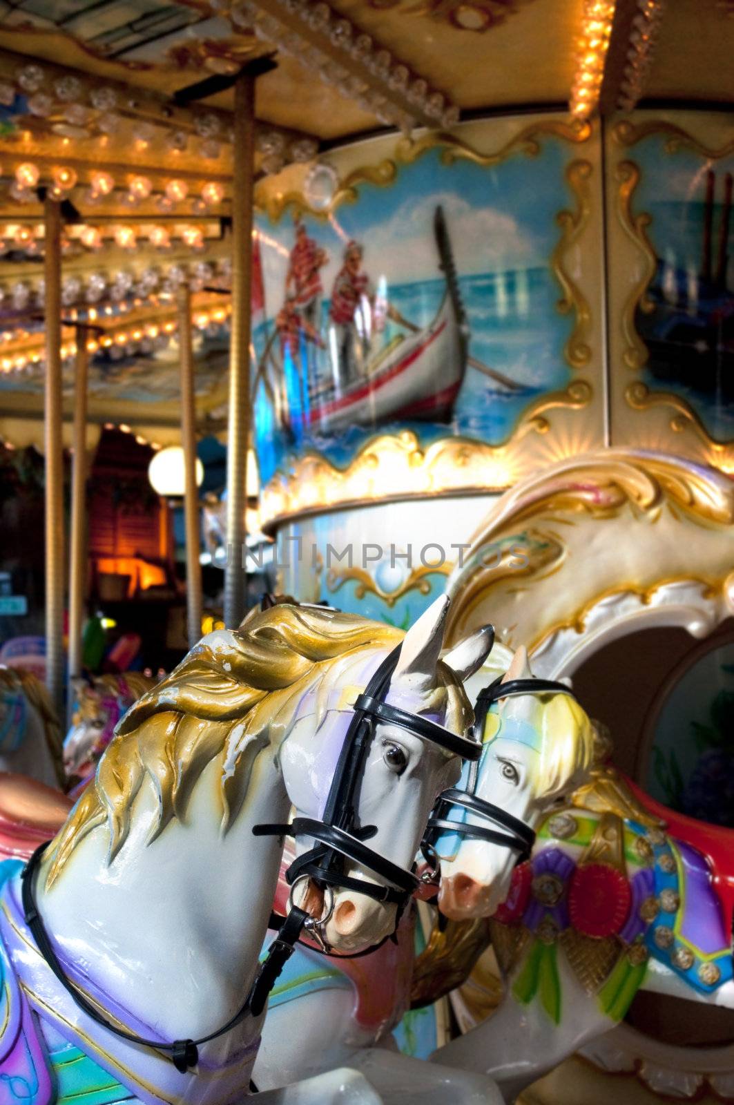 vintage carousel ride in the theme park
