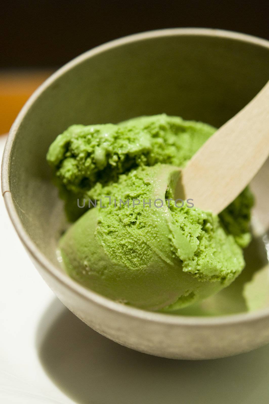 close up shot of green tea ice cream