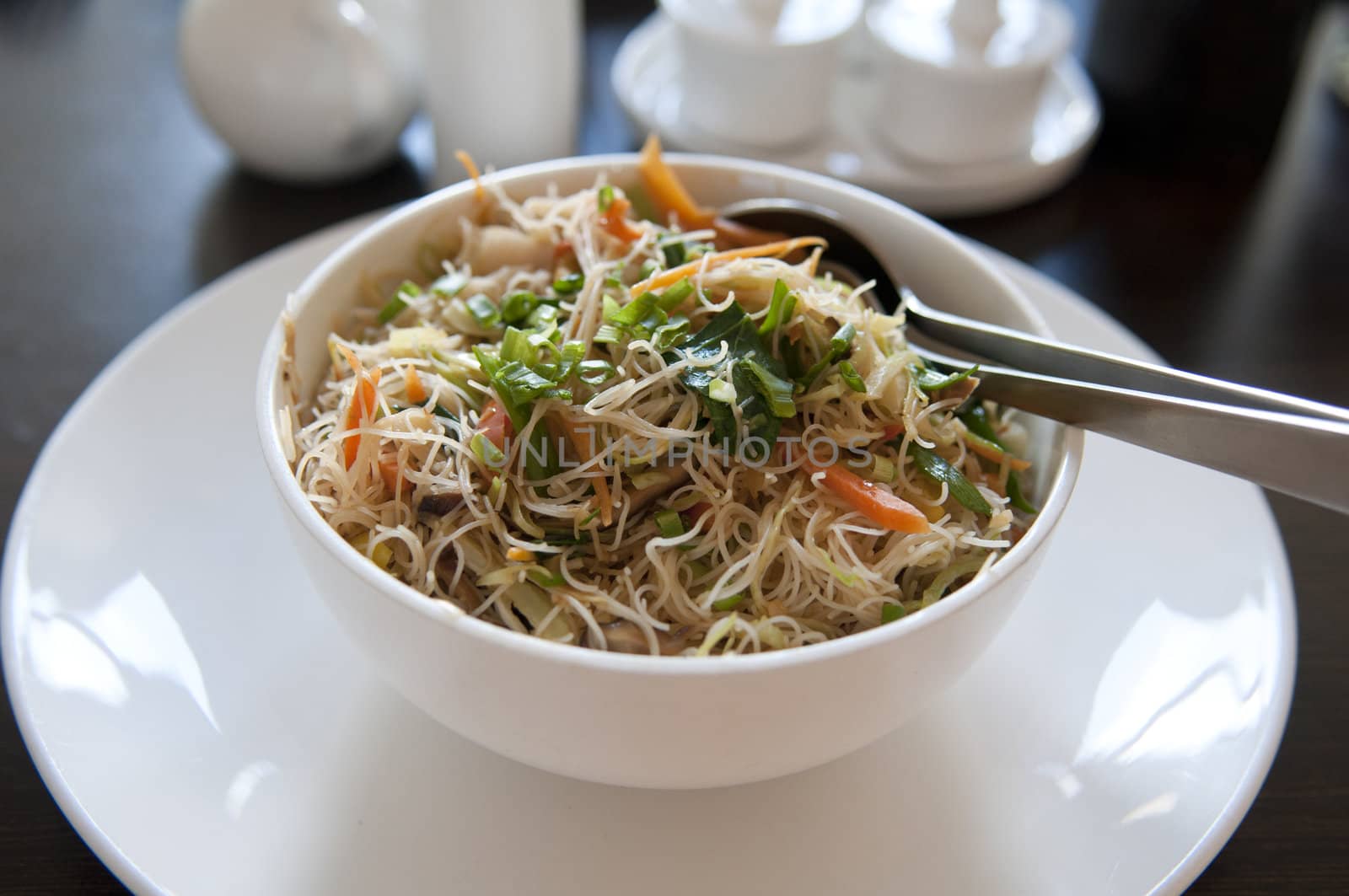 asian fried rice noodle on a bowl