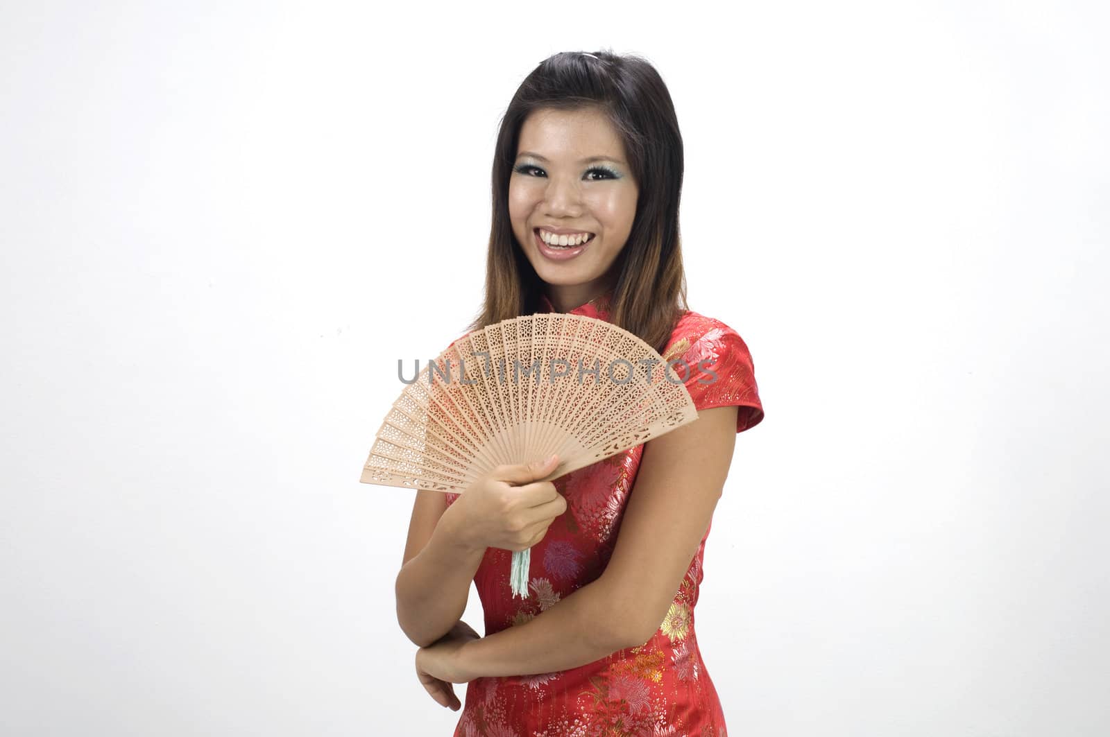chinese new year girl with a fan