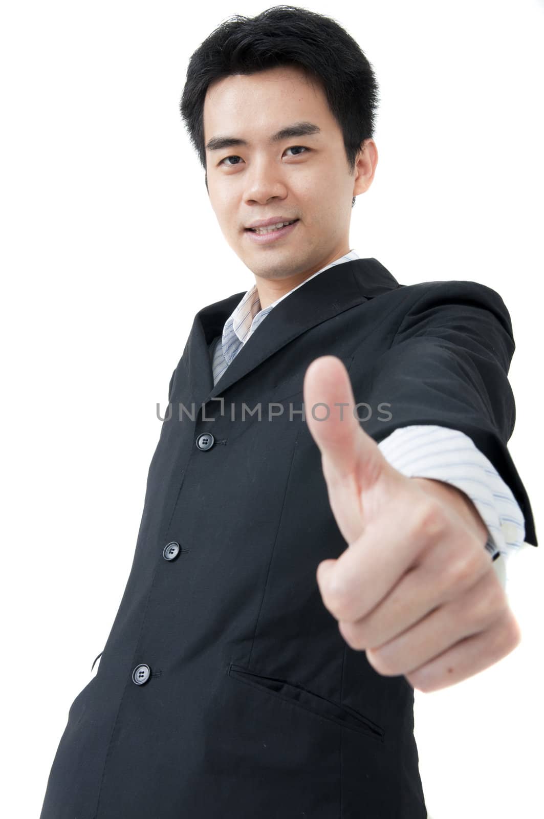 asian business man giving thumbs up by yuliang11