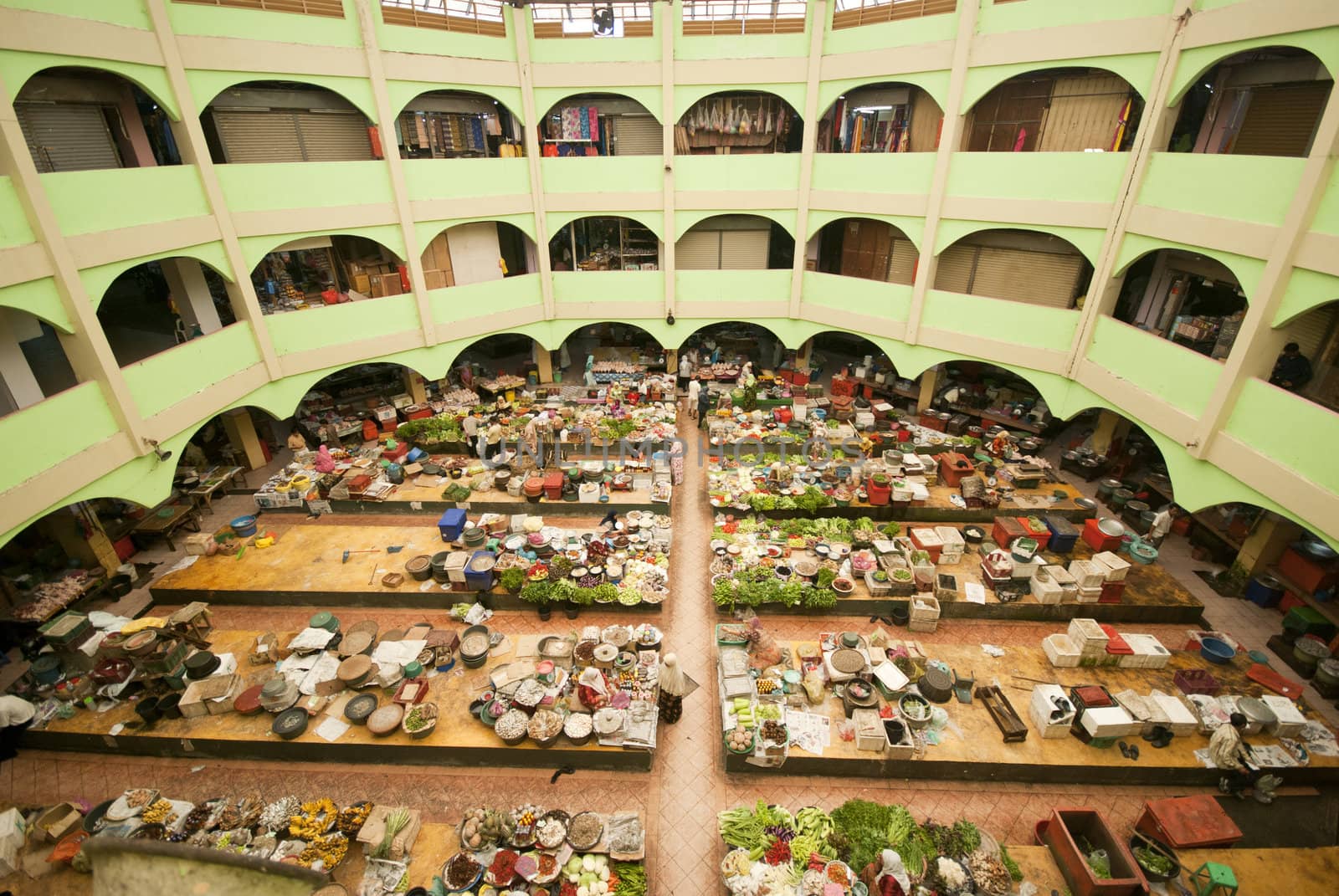 wide angle photo of site Khatijah market at ketantan, malaysia