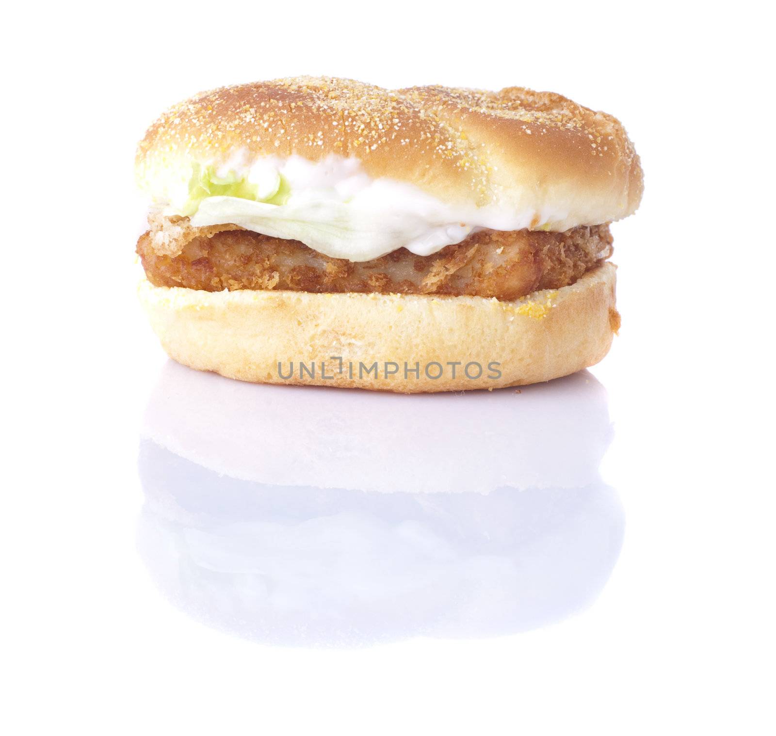 fish fillet burger isolated in white