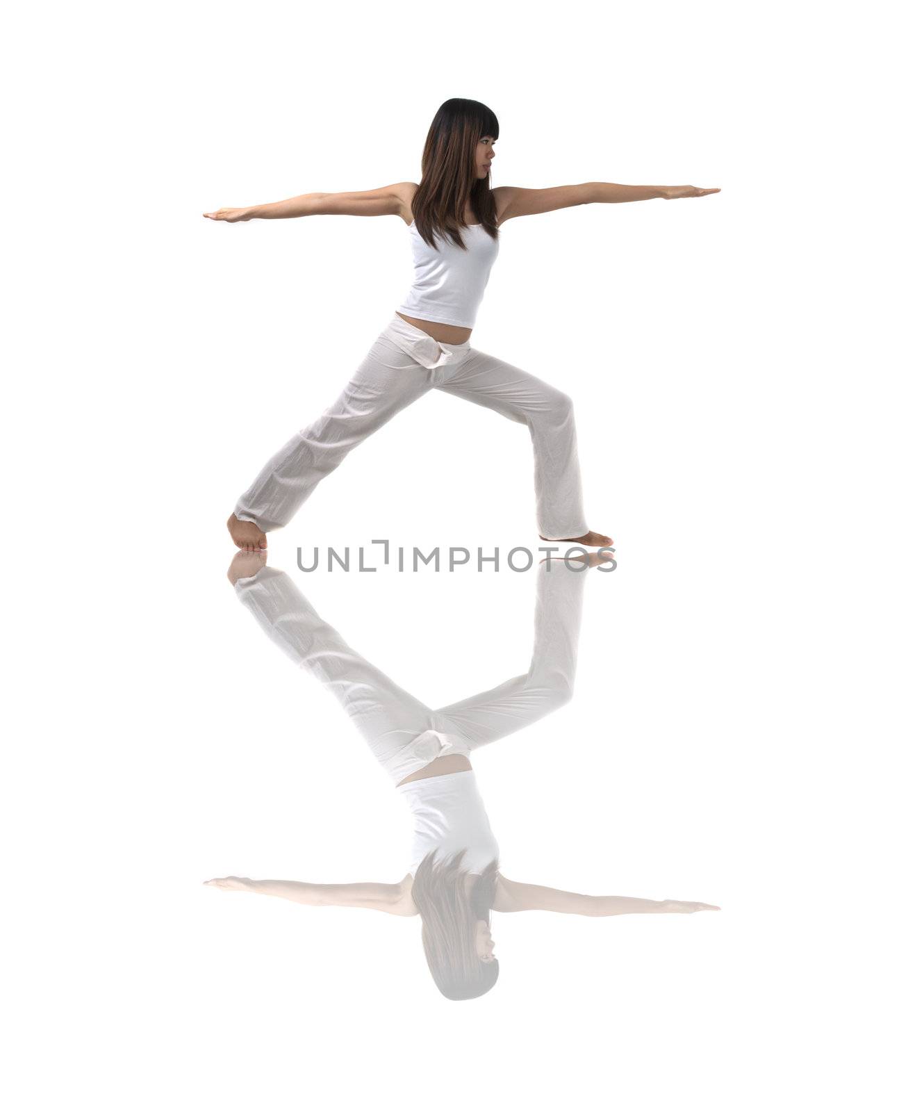 asian girl yoga with isolated white background by yuliang11