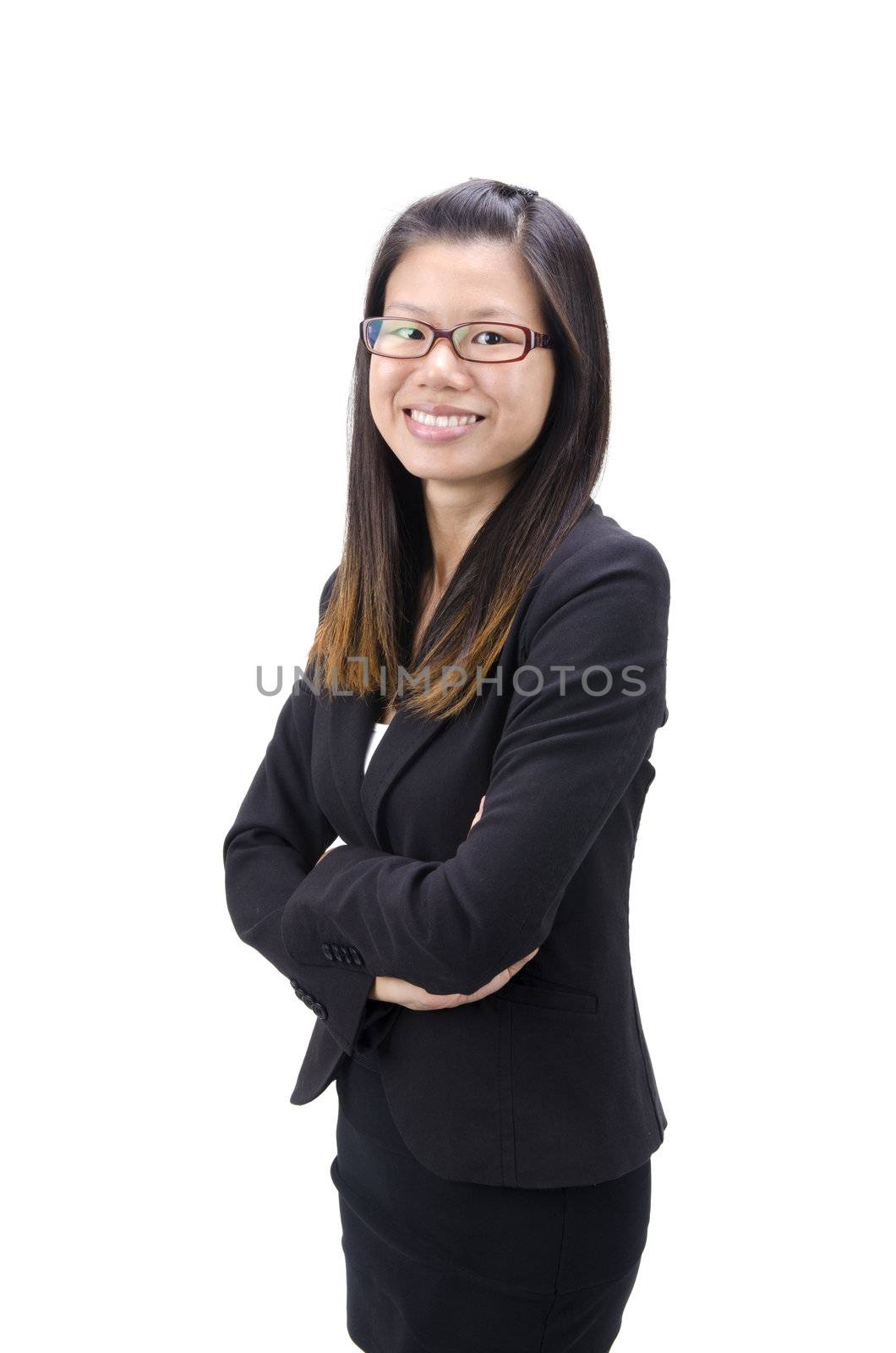 asian business girl with isolated white background