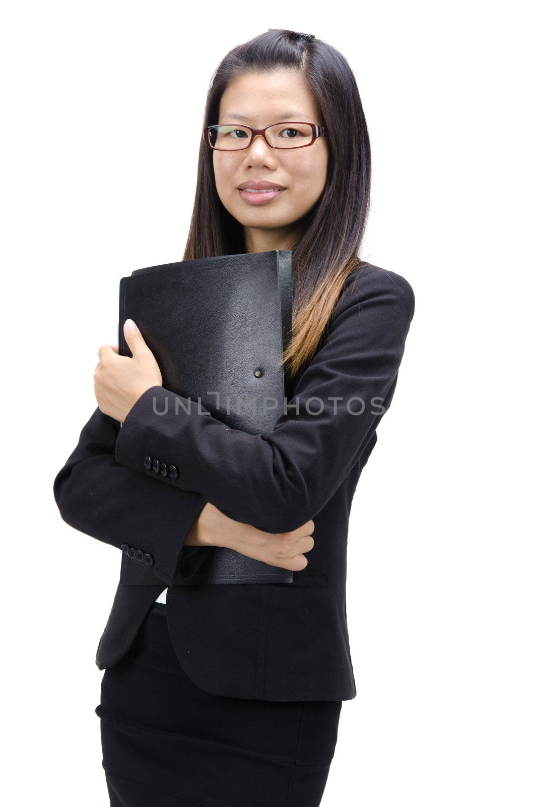 asian girl holding a folder