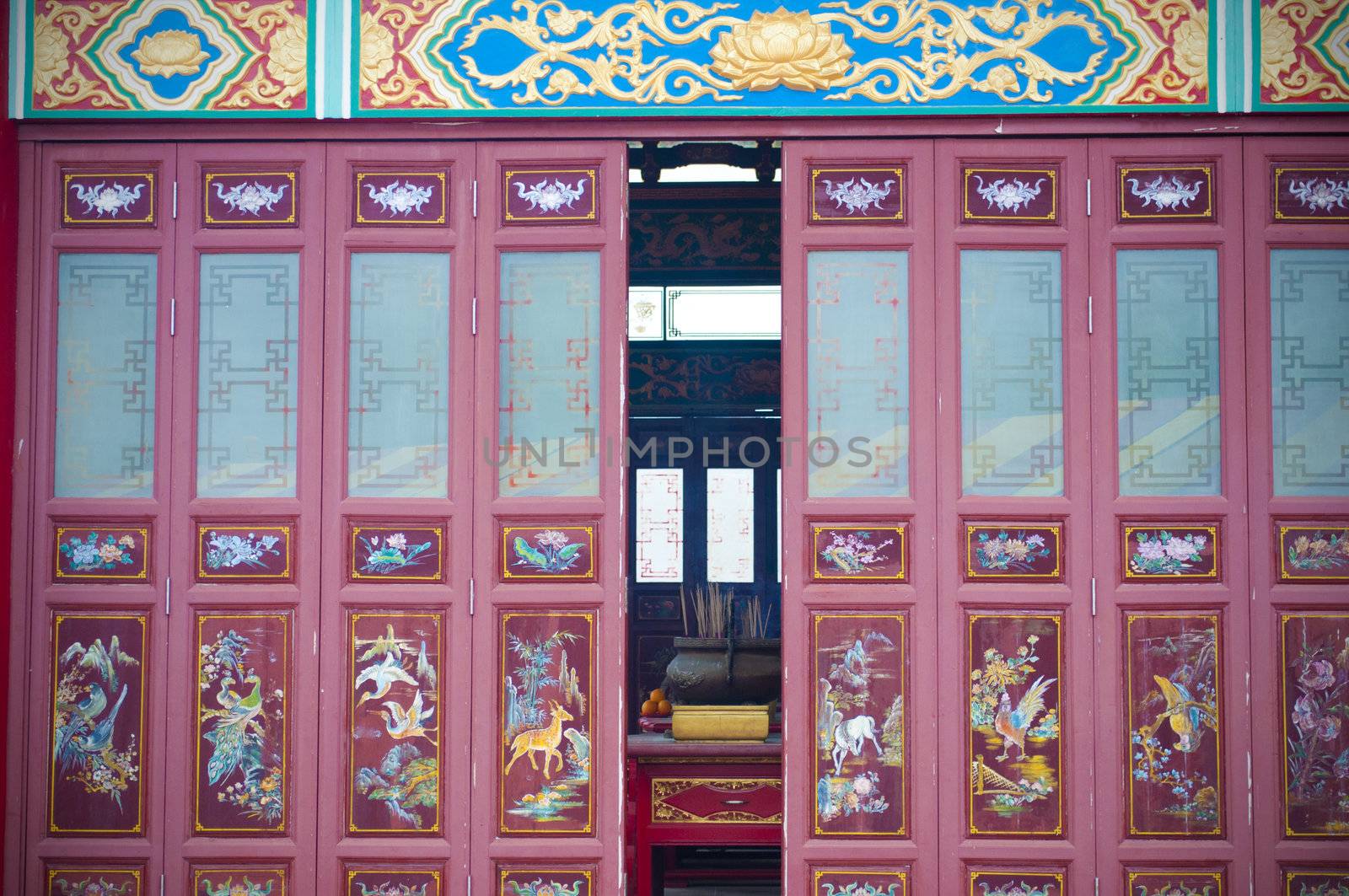 feng sui door with traditional oriental decoration
