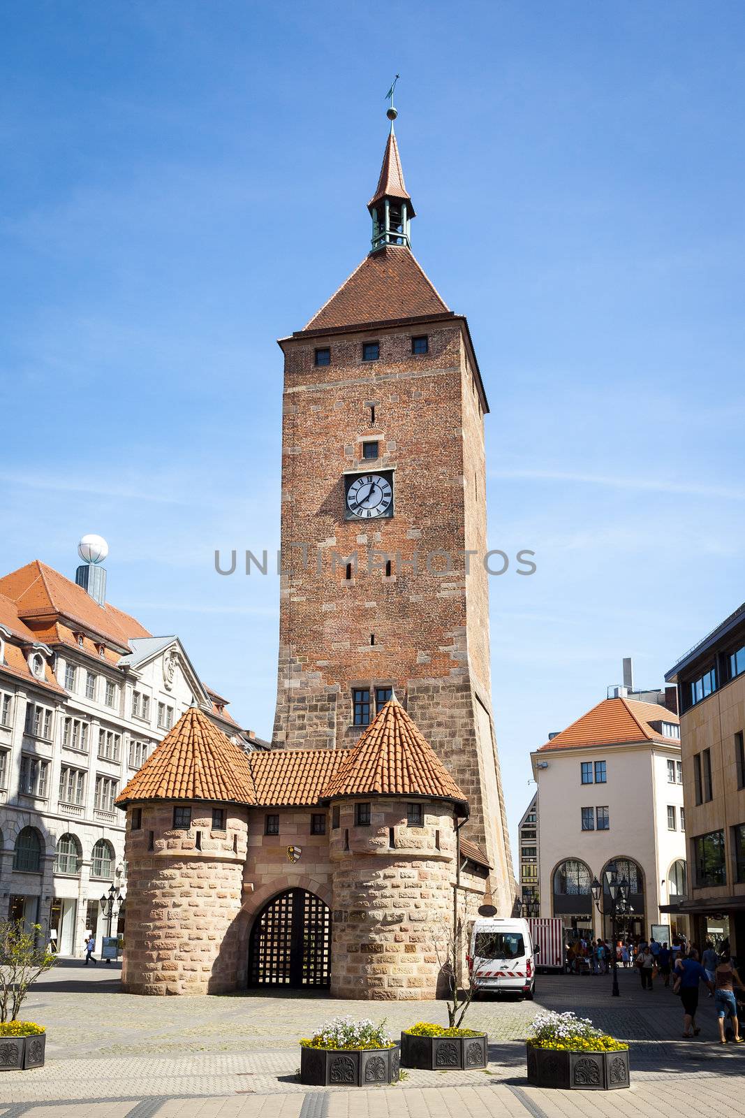 An image of the old clock tower in Nuremberg Bavaria Germany