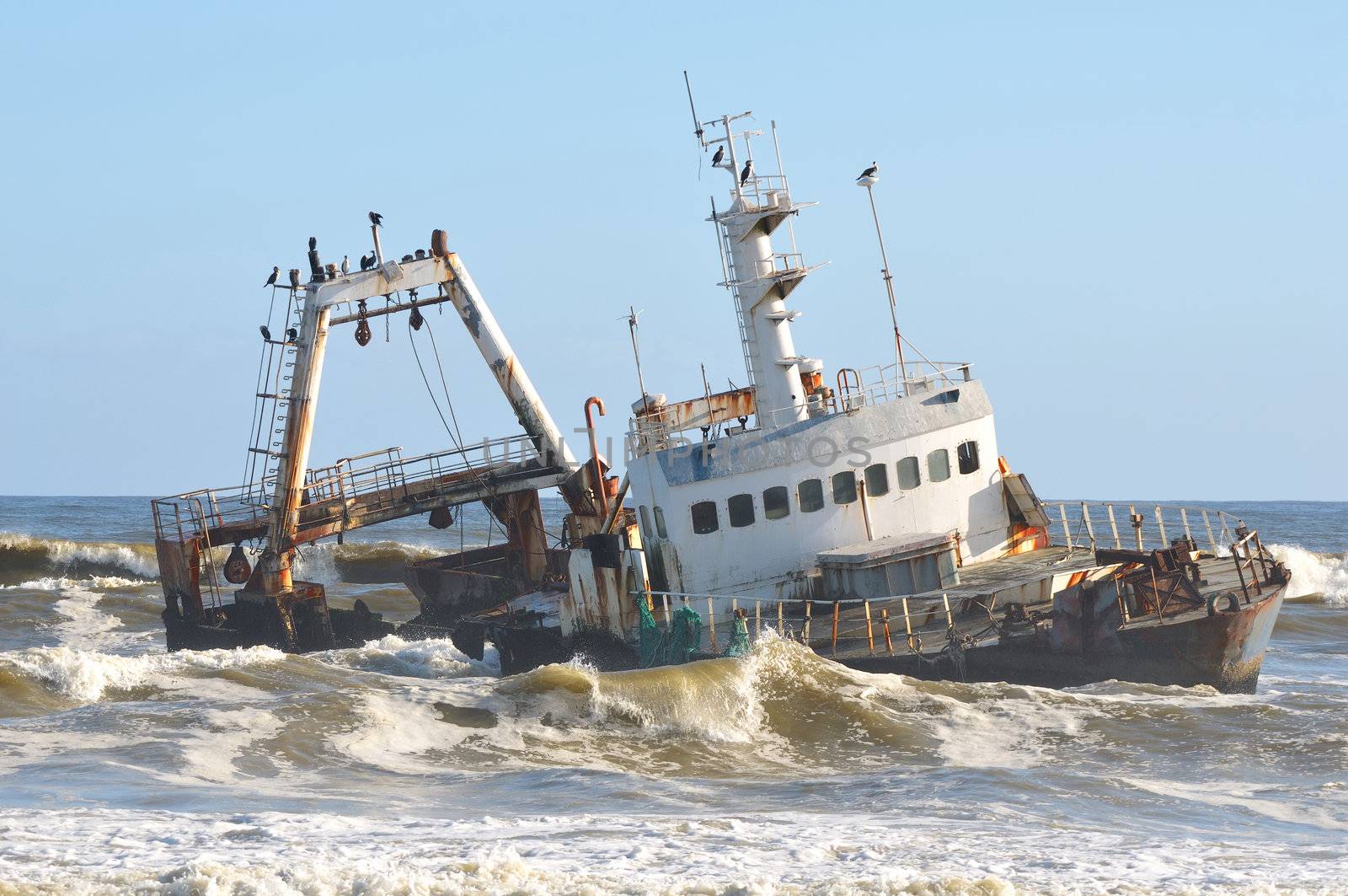 Shipwreck along the Skeleton Coast of Namibia