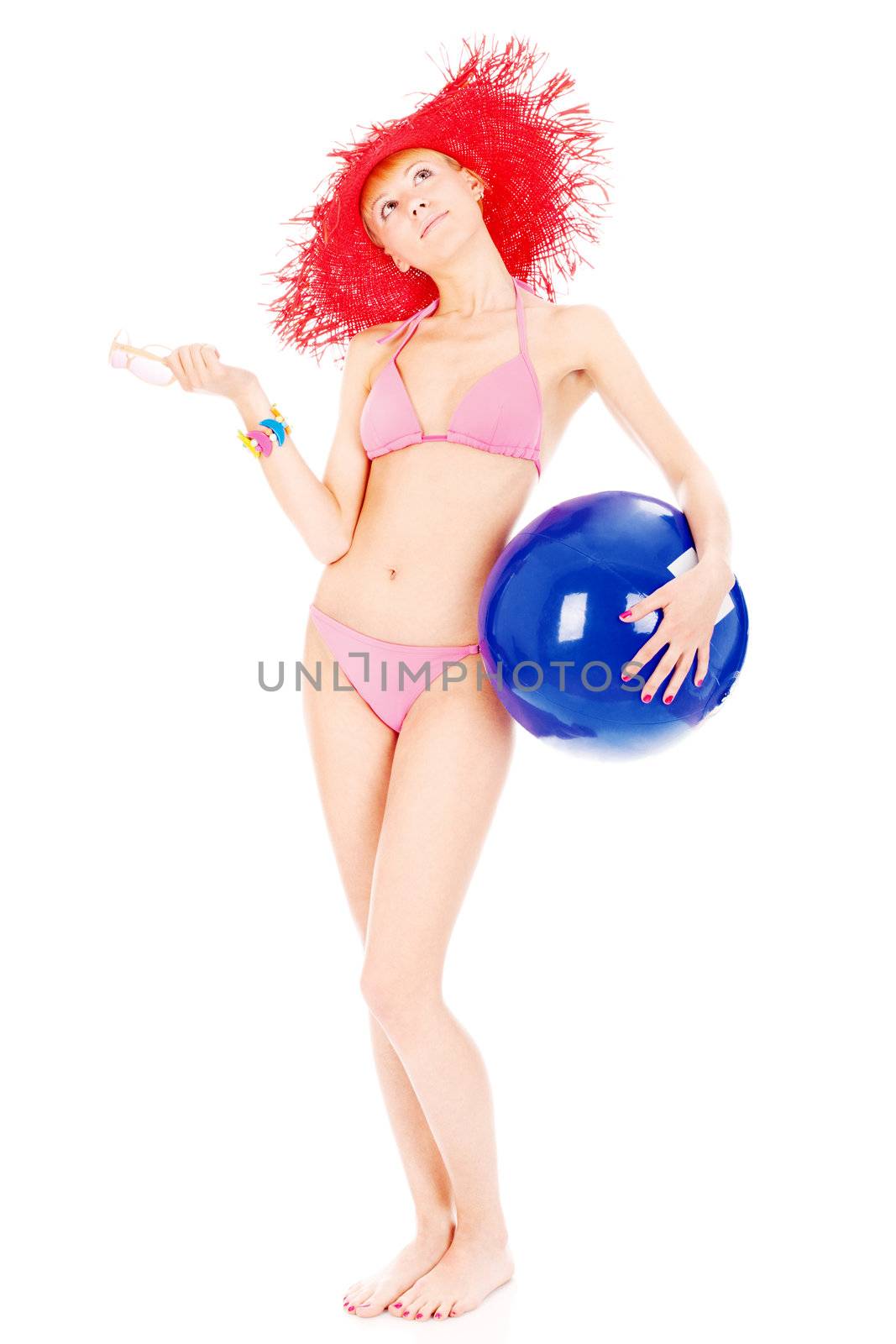 Woman in bikini with ball by imarin