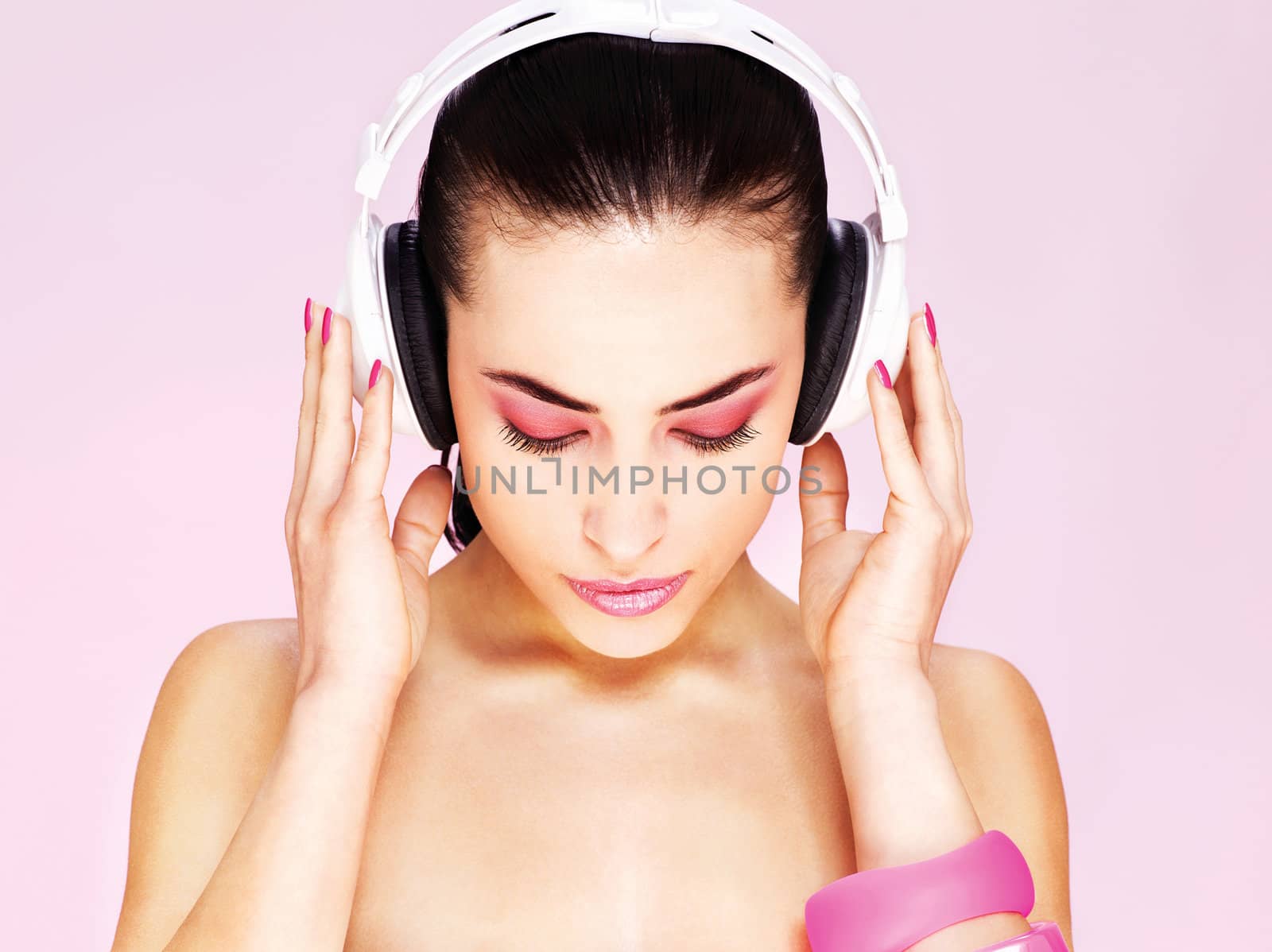 Pretty woman with headphones