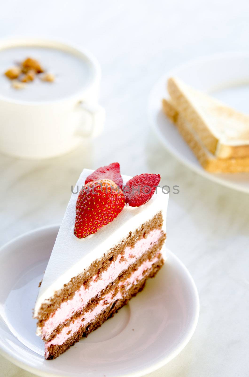 strawberry cake in the morning