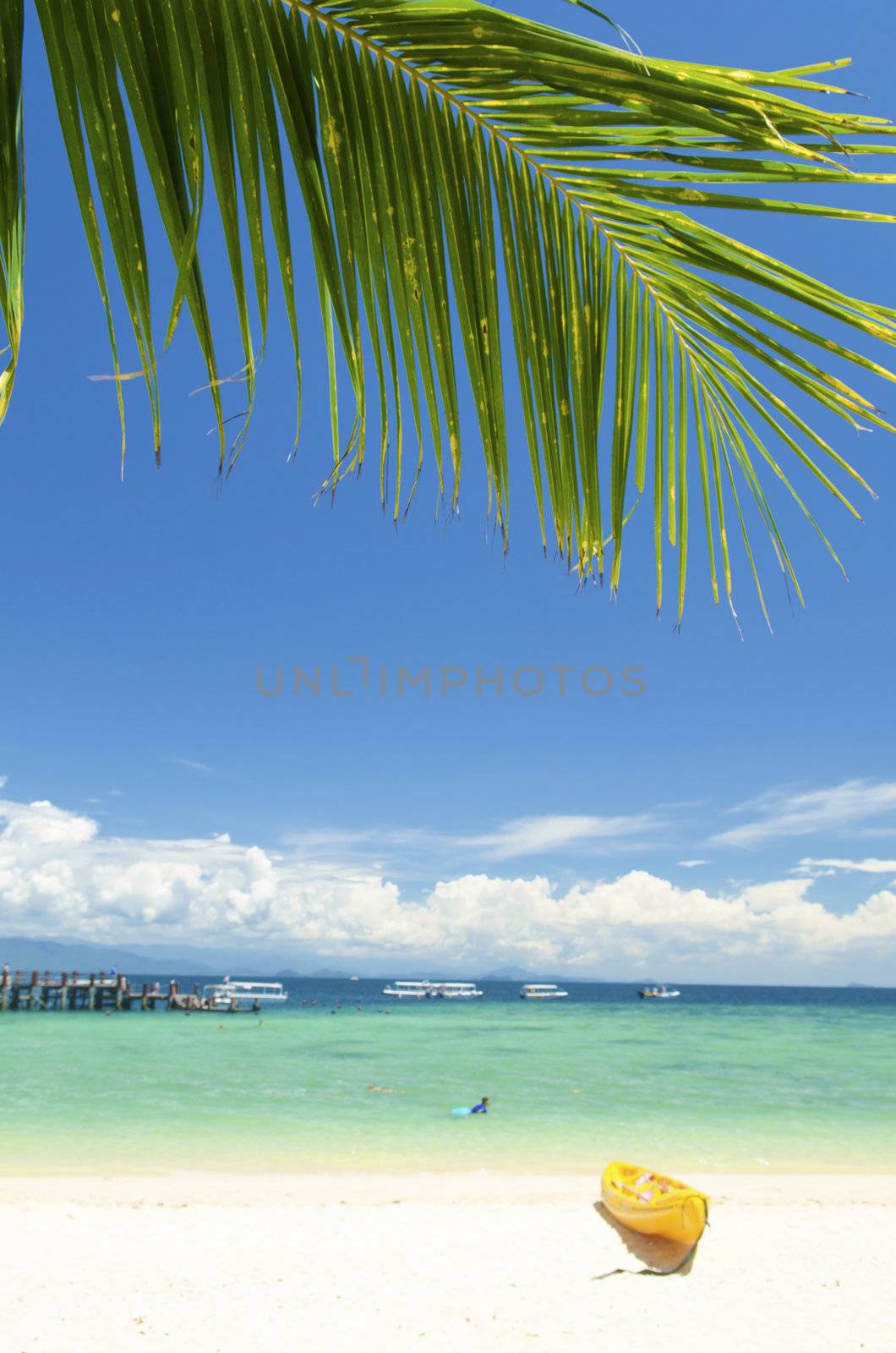 beautiful blue beach at manukan island borneo
