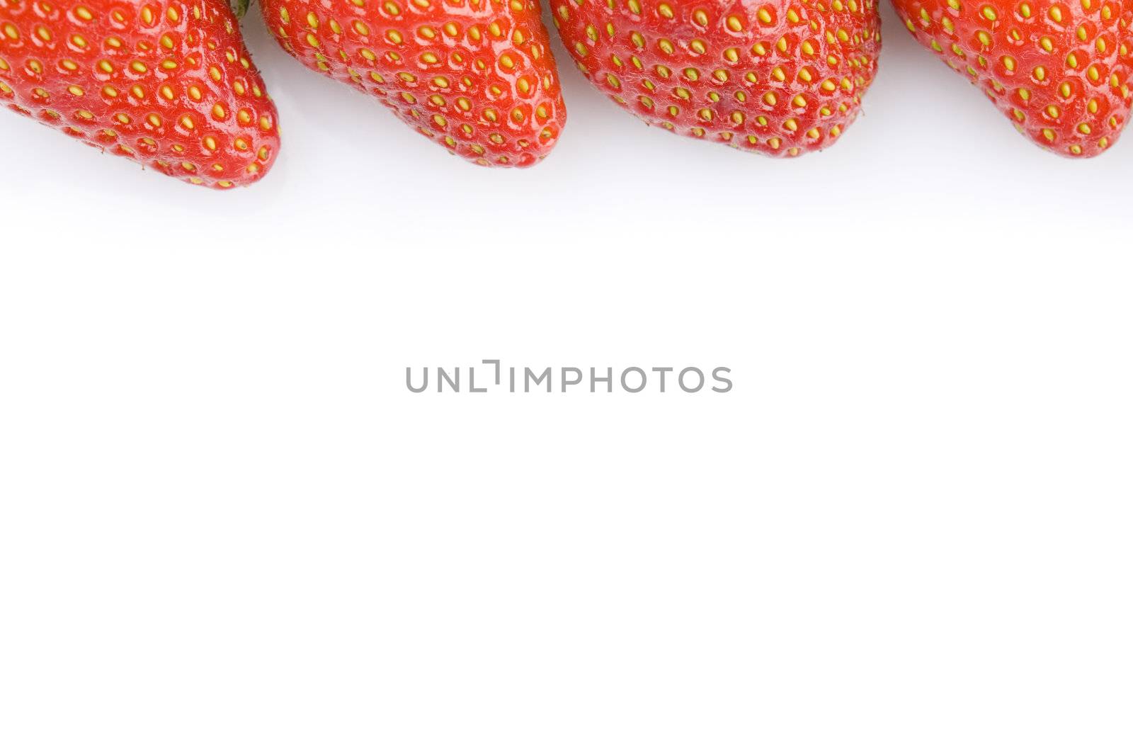 strawberries frame with white isolated background 