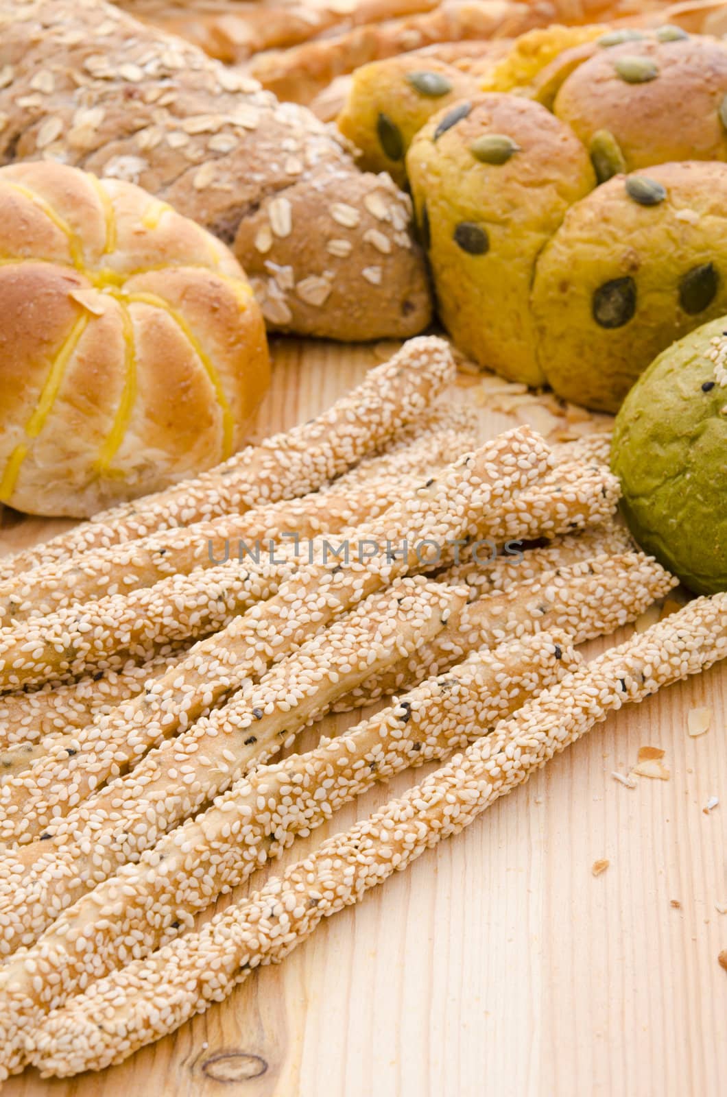 assortment of baked bread