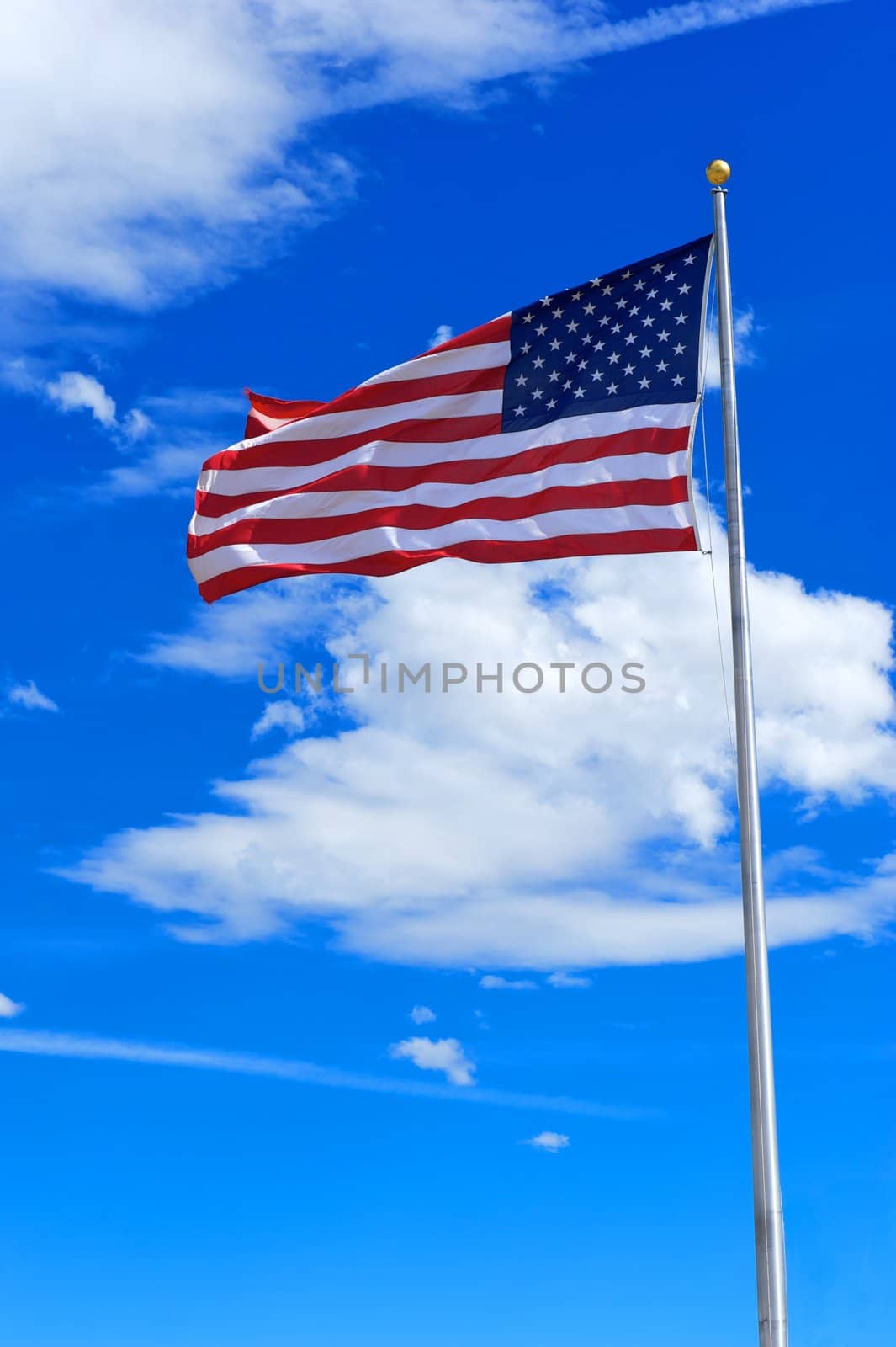 An American flag flapping proudly in the wind