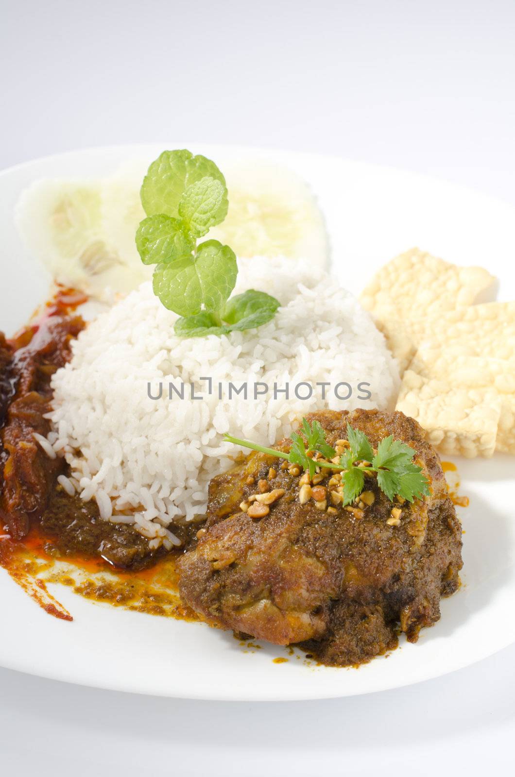 Nasi lemak traditional malaysian spicy rice dish