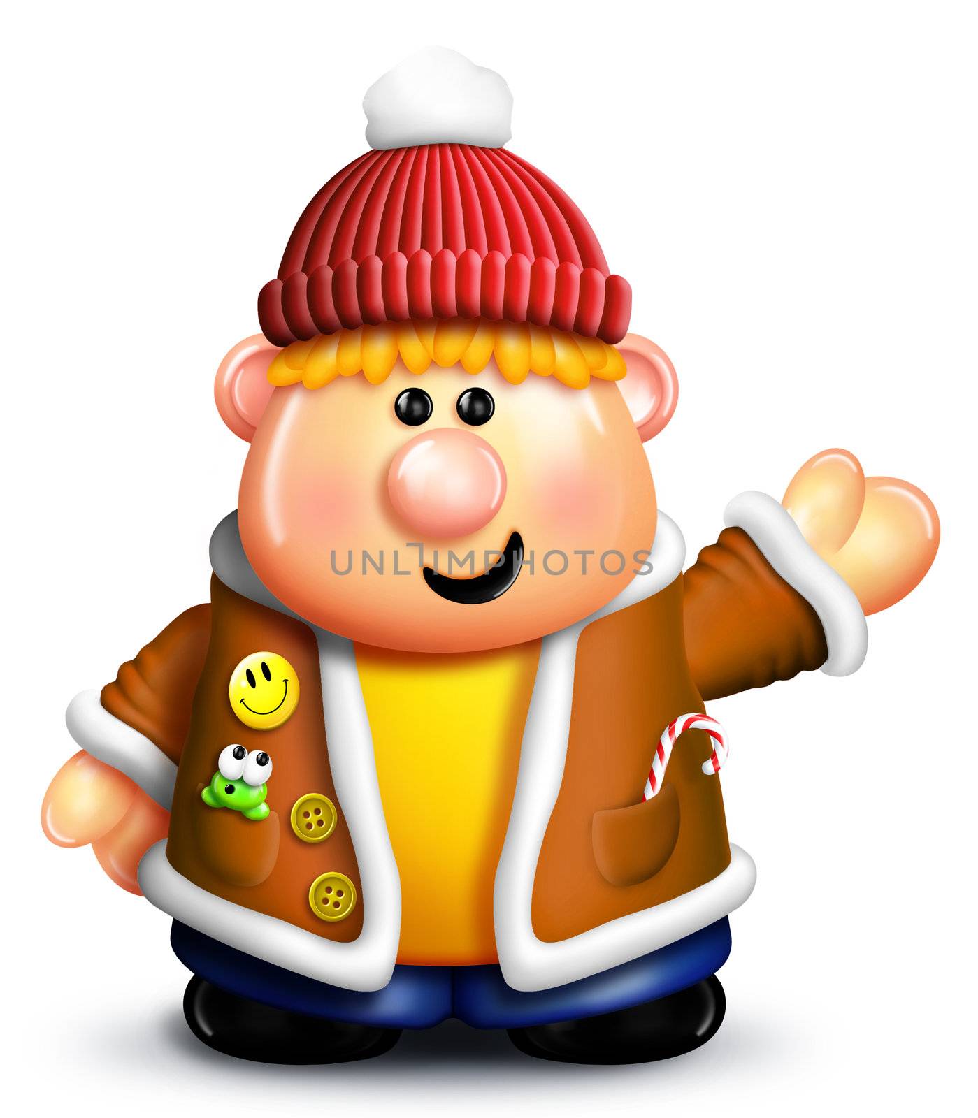 Whimsical Cartoon Boy in Winter Clothing by komodoempire