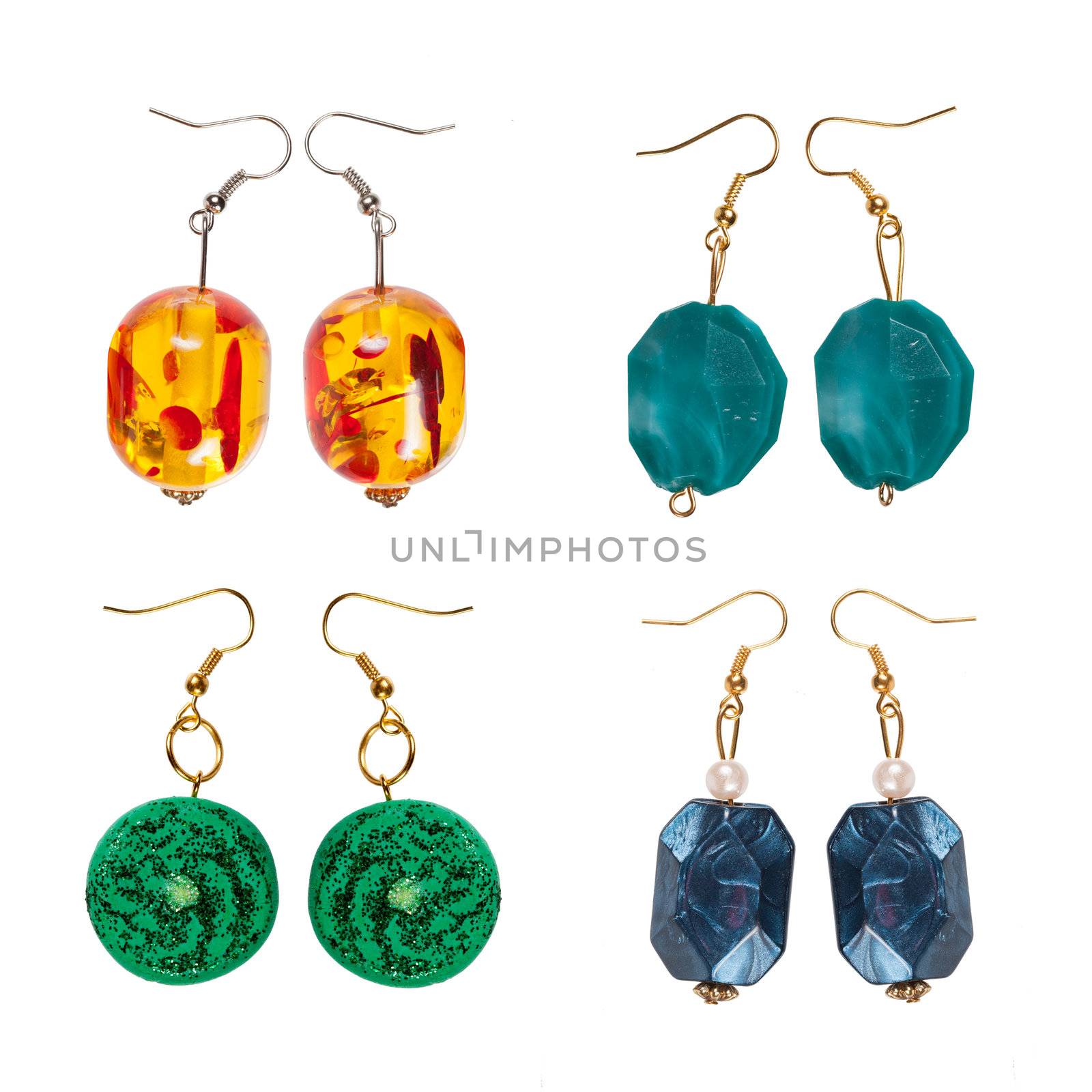 Earrings of the plastic clay isolated on a white background. Col by AleksandrN
