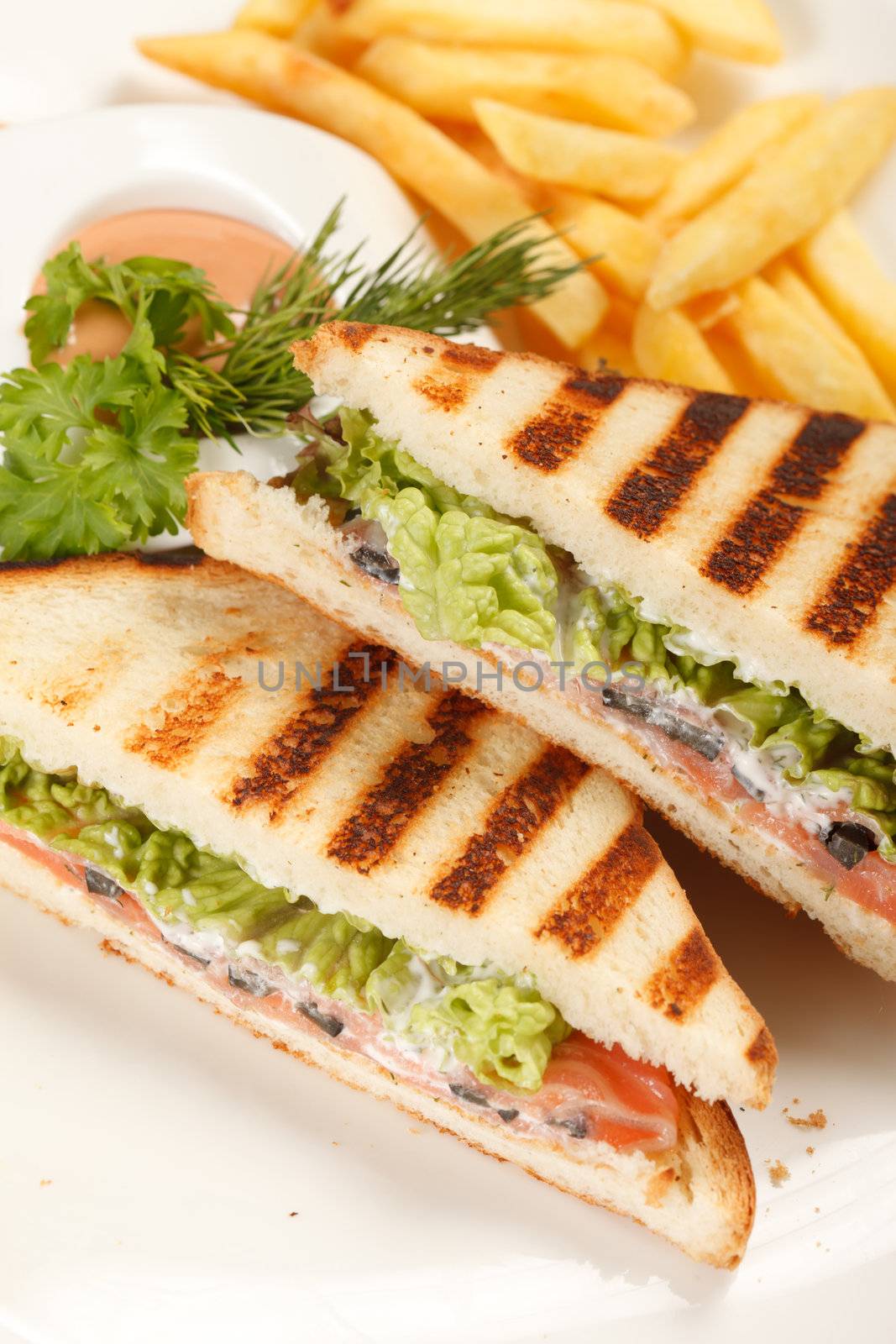 Sandwiches with French fried potatoes