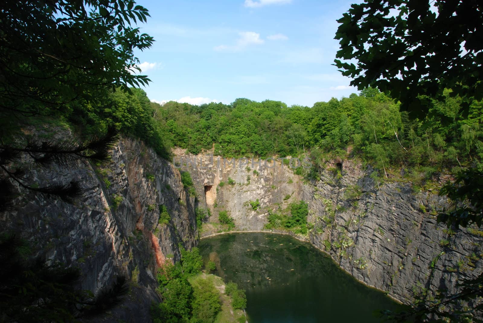 Beautiful old flooded quarry called Small America in the Czech Republic