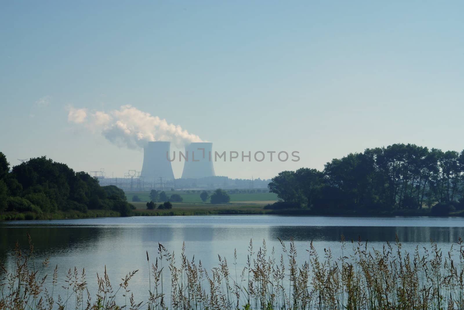 Nuclear power plant towers, a symbol of energy solution?
