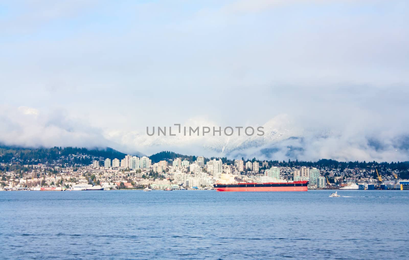 Photo of dry cargo ship in the harbor