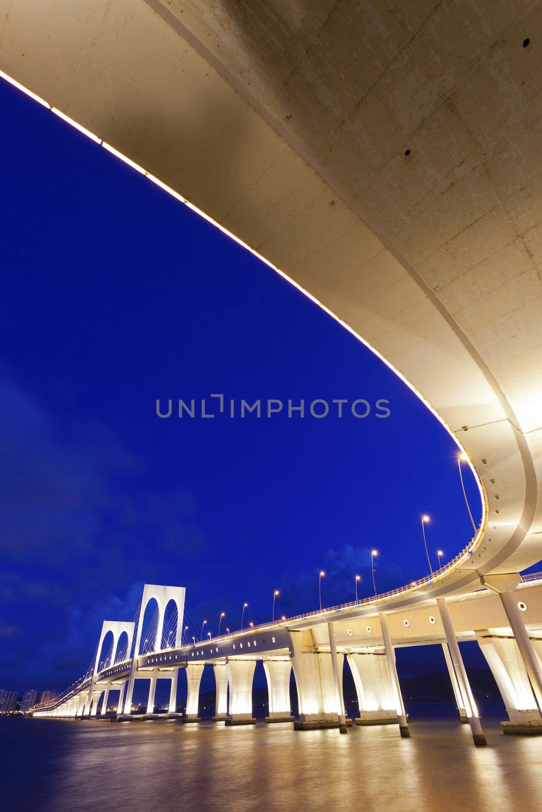 Sai Van Bridge in Macau at night by kawing921