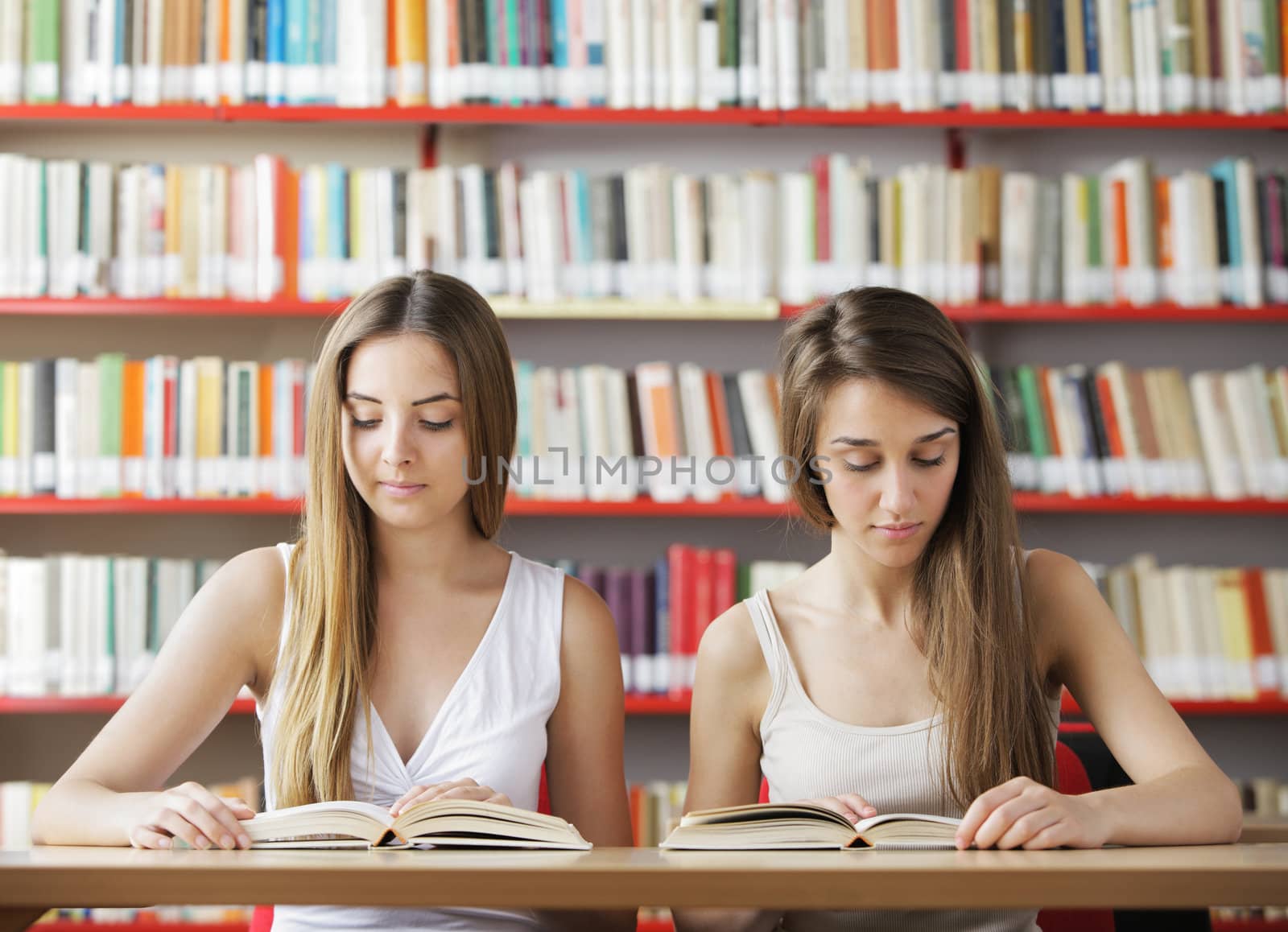 Students reading in their college library.